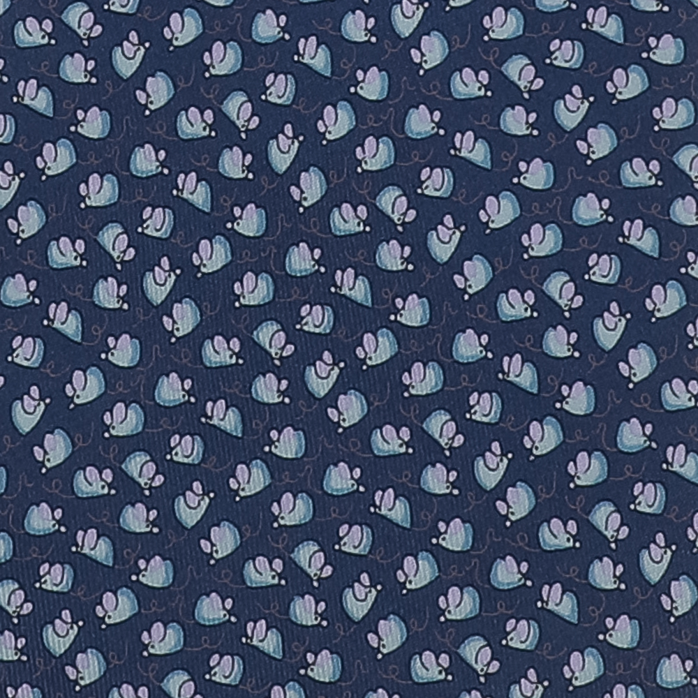 

Salvatore Ferragamo Navy Blue Mice Print Silk Tie