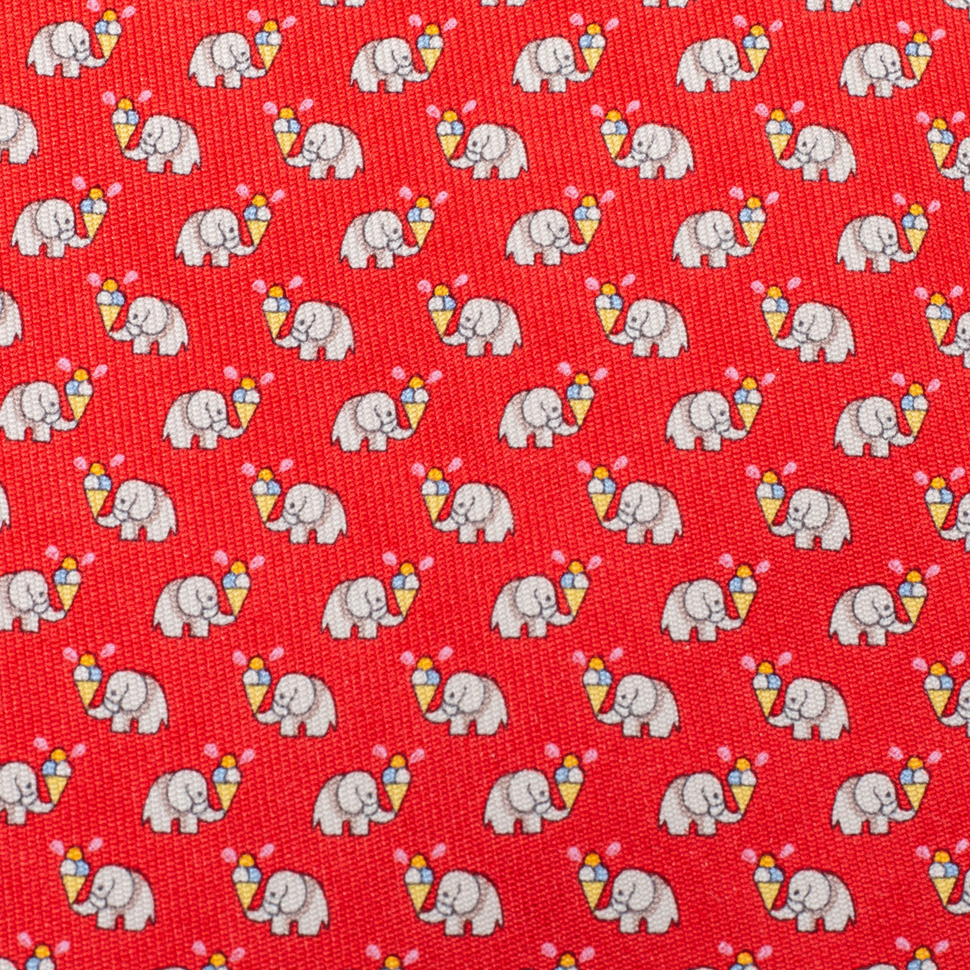

Salvatore Ferragamo Red Elephant Print Silk Tie