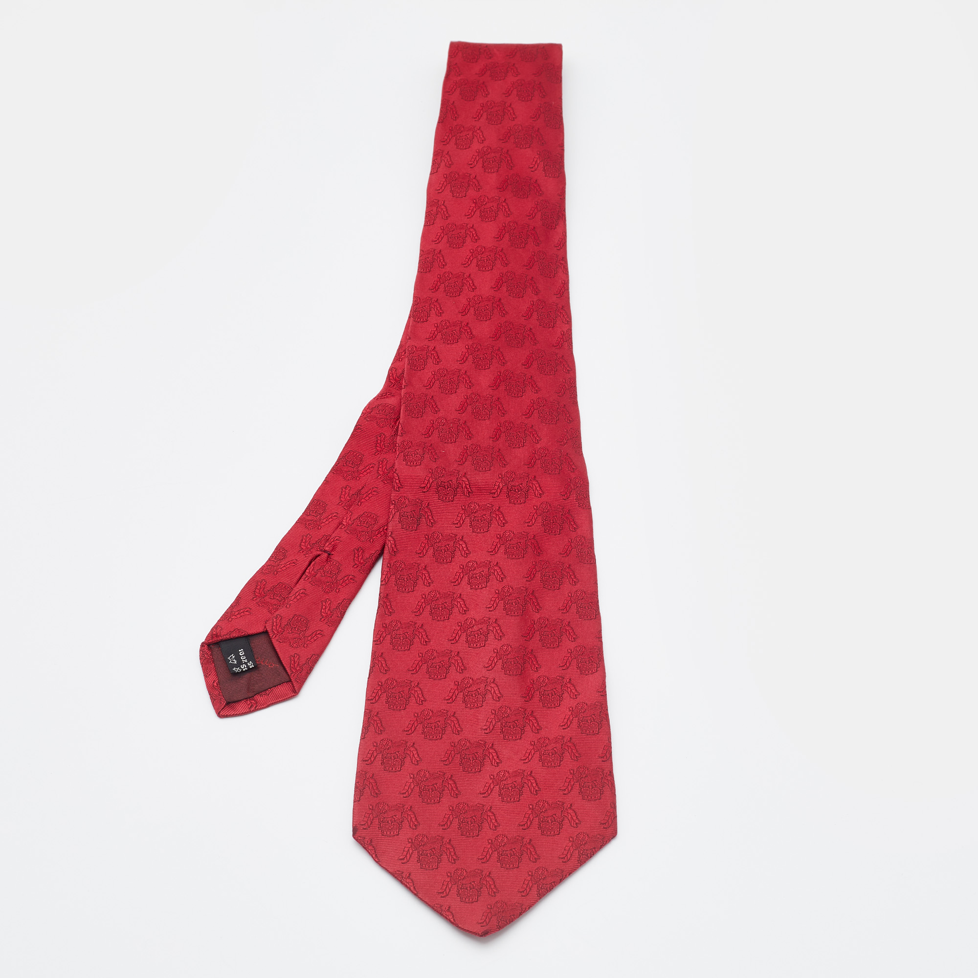 Pre-owned Salvatore Ferragamo Red Silk Jacquard Tie