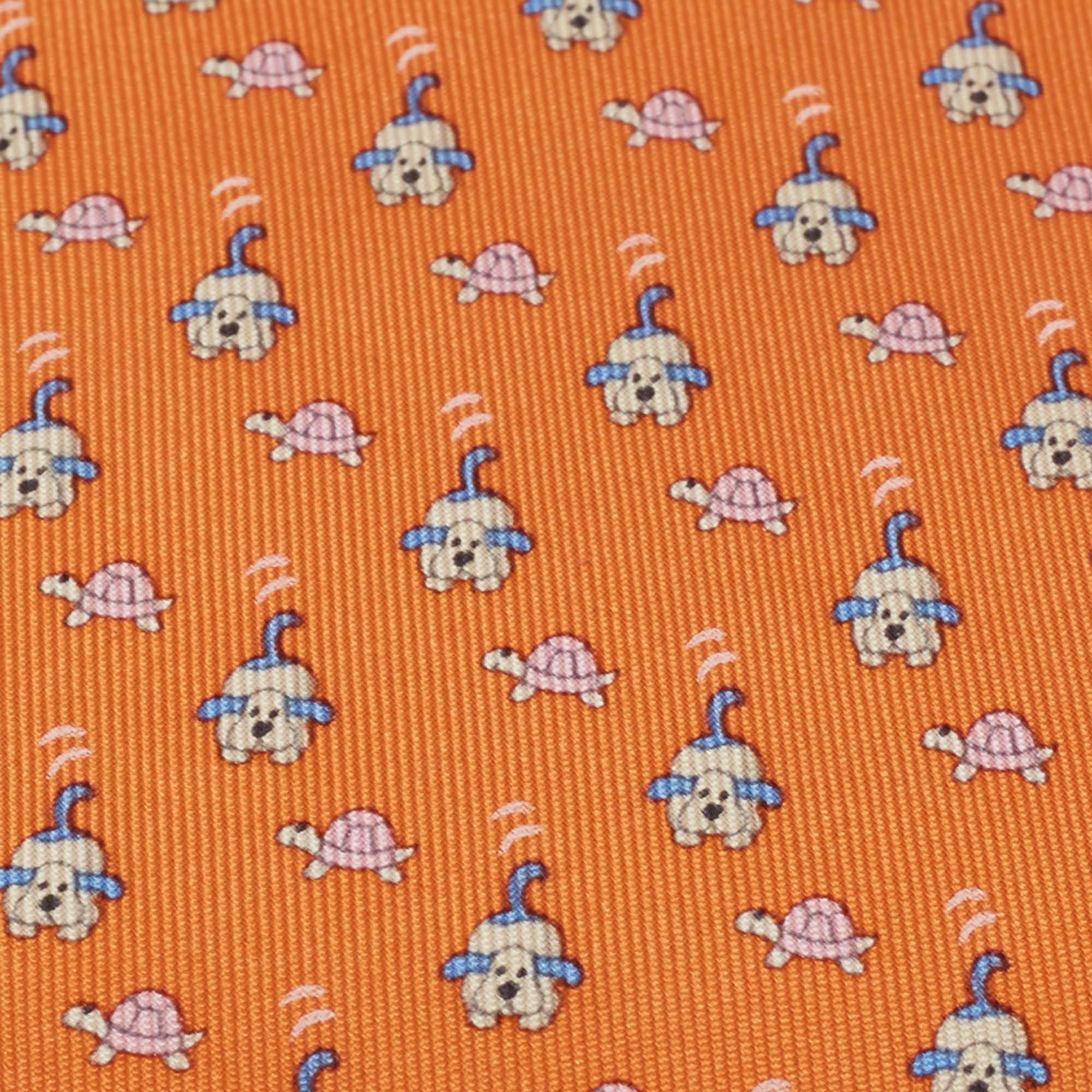 

Salvatore Ferragamo Orange Printed Silk Classic Tie