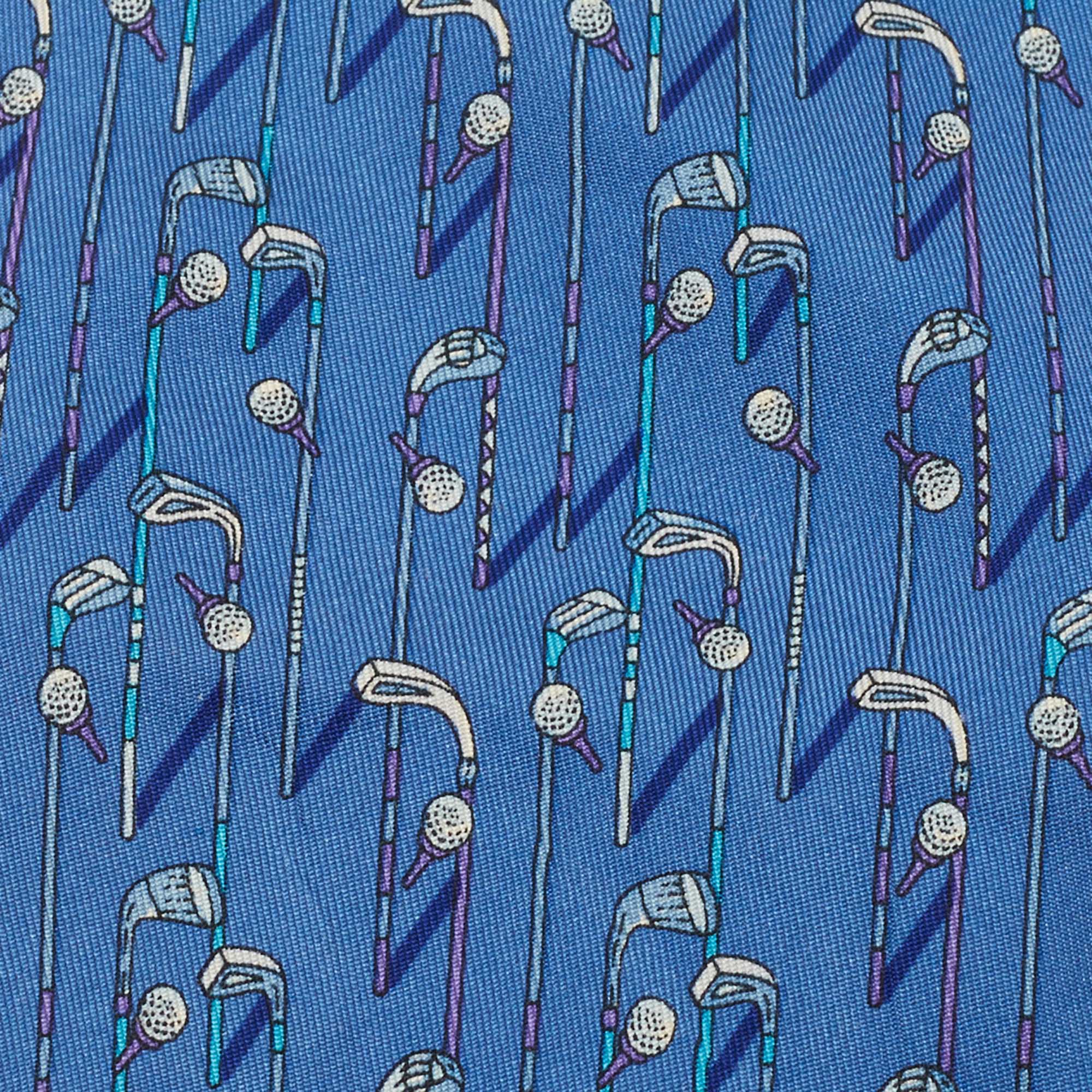 

Salvatore Ferragamo Blue Golf Print Silk Tie