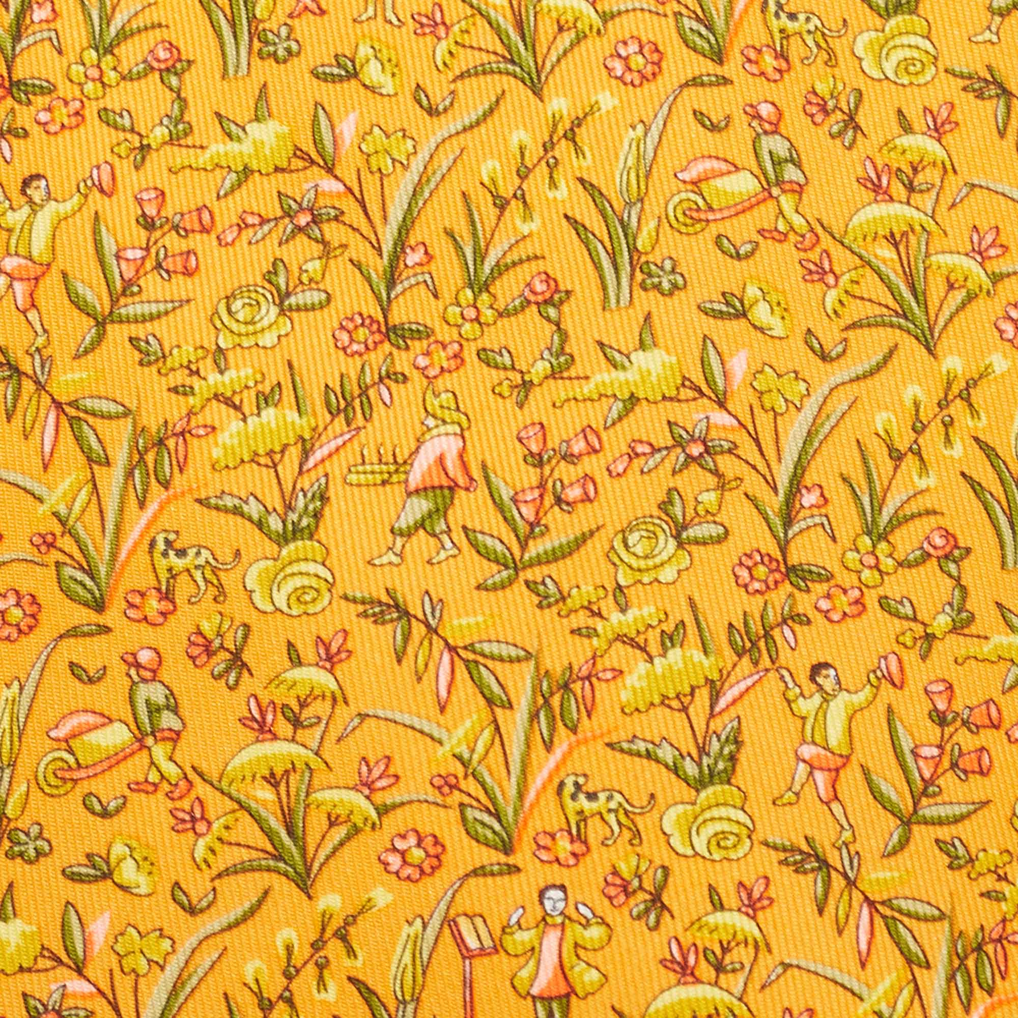 

Salvatore Ferragamo Chrome Yellow Floral Print Silk Tie