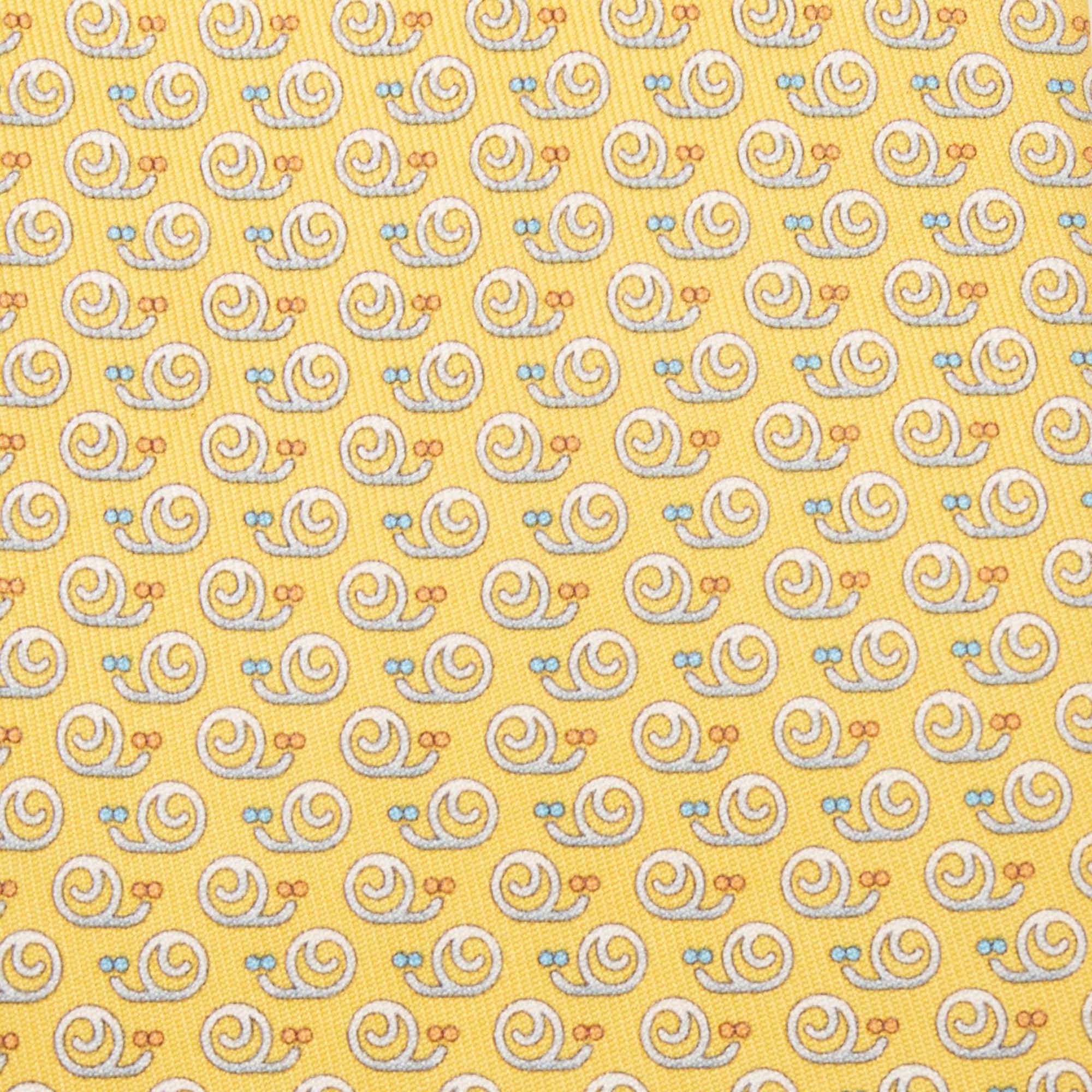 

Salvatore Ferragamo Yellow Snail Print Silk Tie