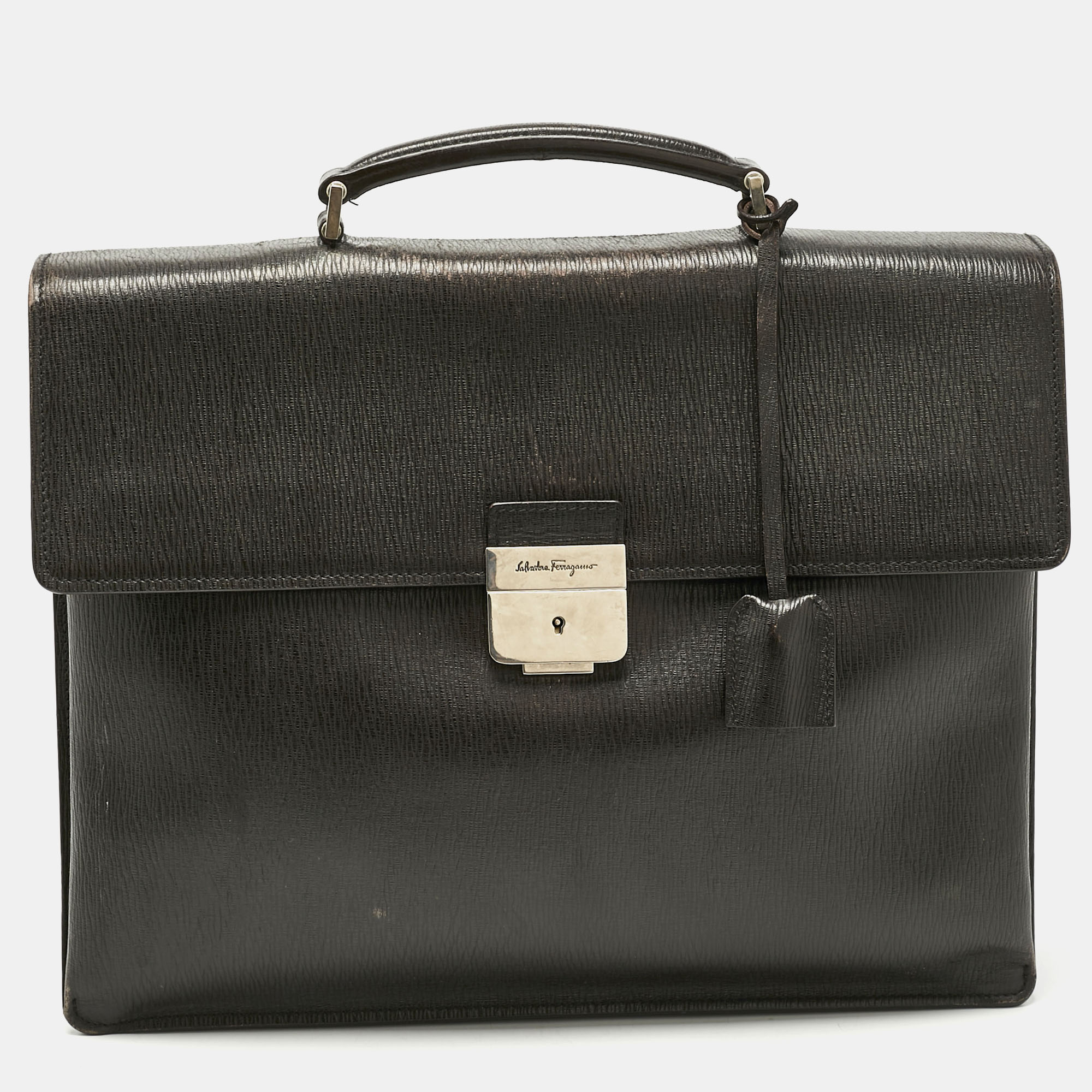 

Salvatore Ferragamo Choco Brown Leather Briefcase