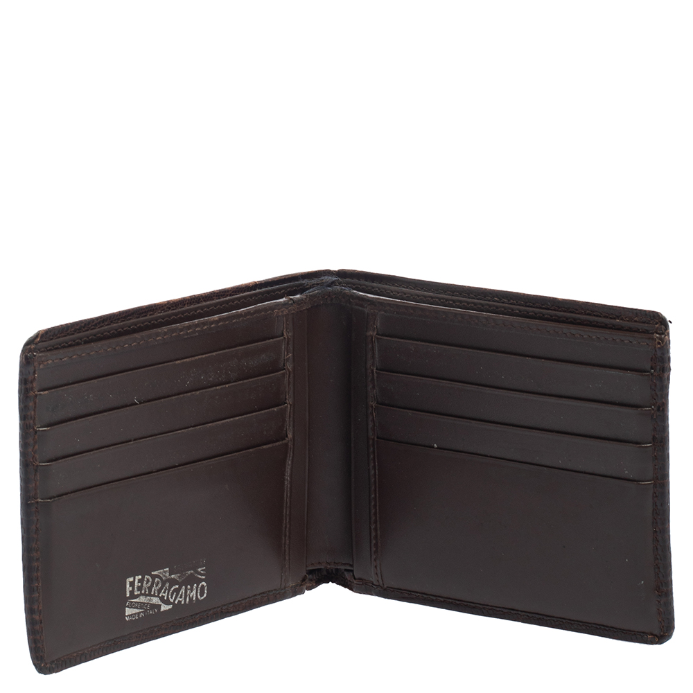 

Salvatore Ferragamo Brown Lizard Embossed Leather Bifold Wallet