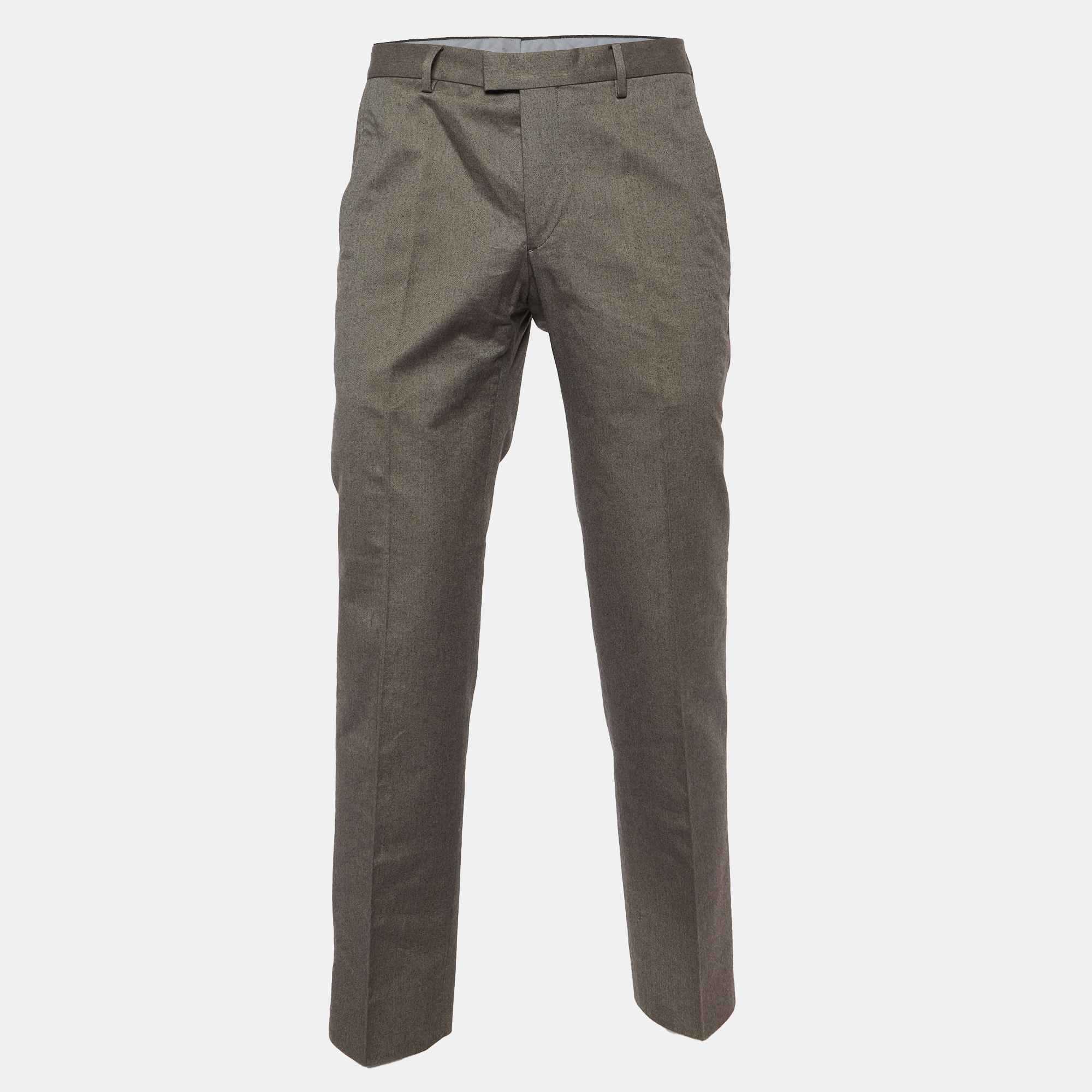 

Salvatore Ferragamo Grey Cotton Straight Leg Trousers M