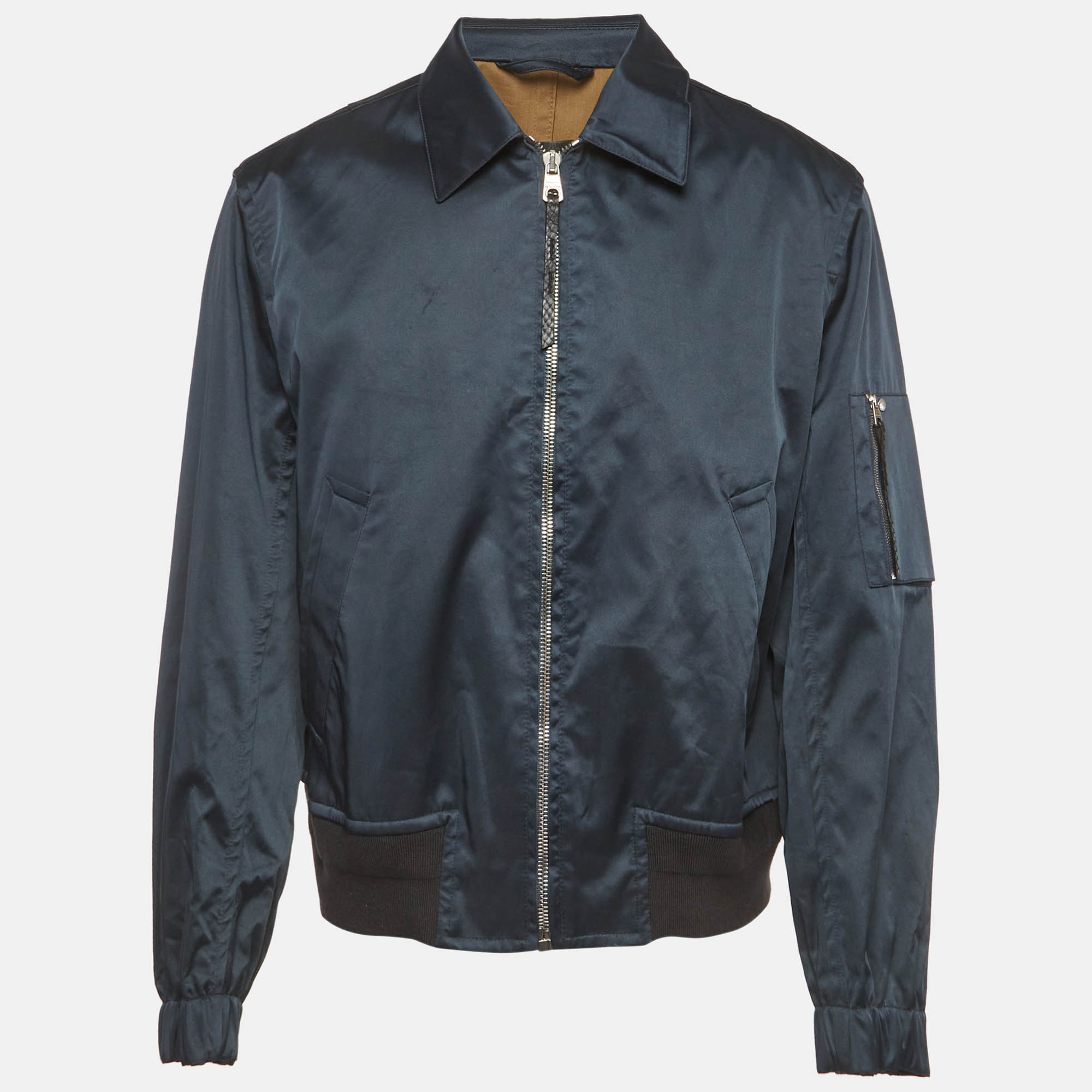 

Salvatore Ferragamo Blue Synthetic Zip-Up Jacket XXXL