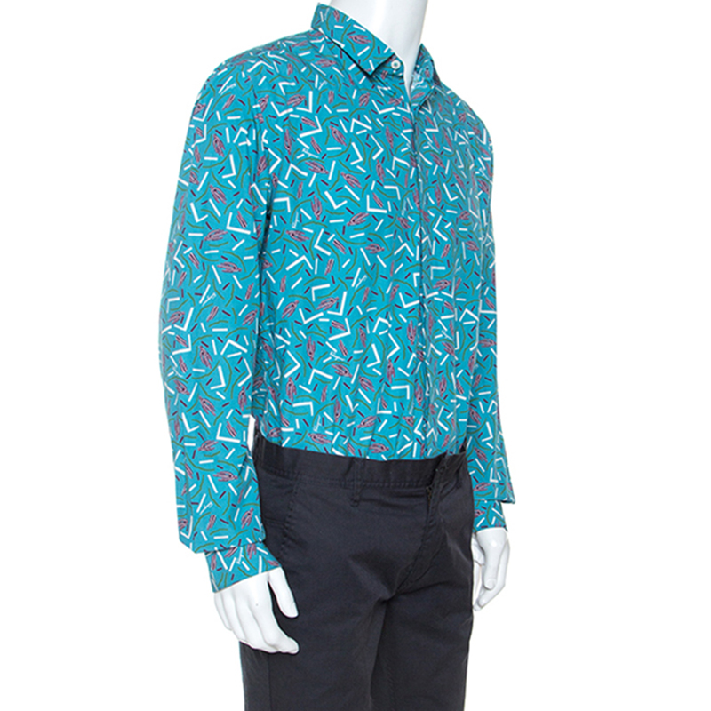 

Salvatore Ferragamo Multicolor Cactus Printed Cotton Long Sleeve Shirt