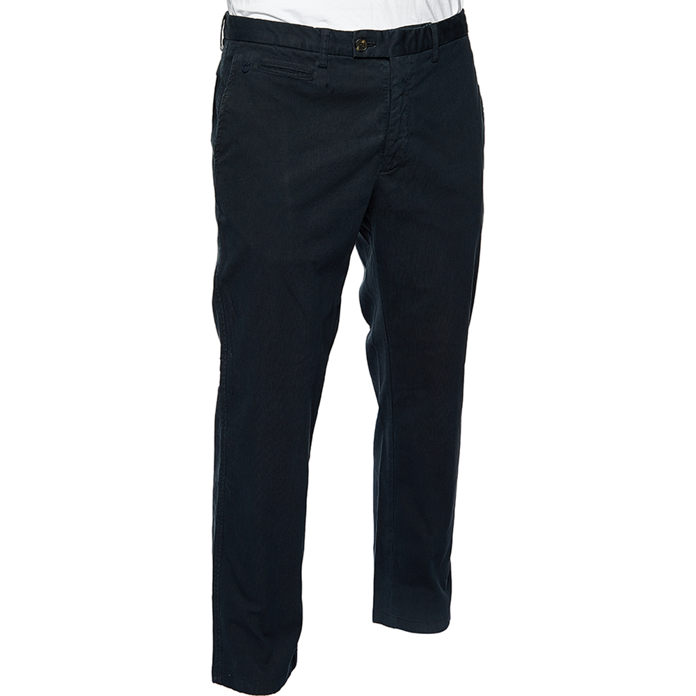 

Salvatore Ferragamo Midnight Blue Cotton Straight Leg Pants, Navy blue