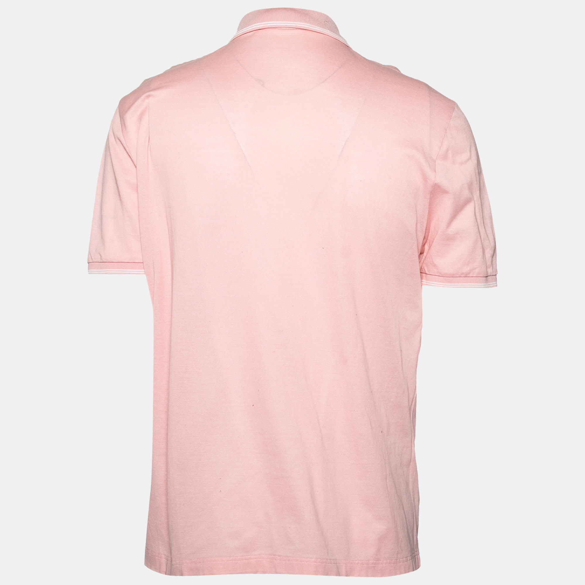 

Salvatore Ferragamo Pink Textured Cotton Short Sleeve Polo T-Shirt