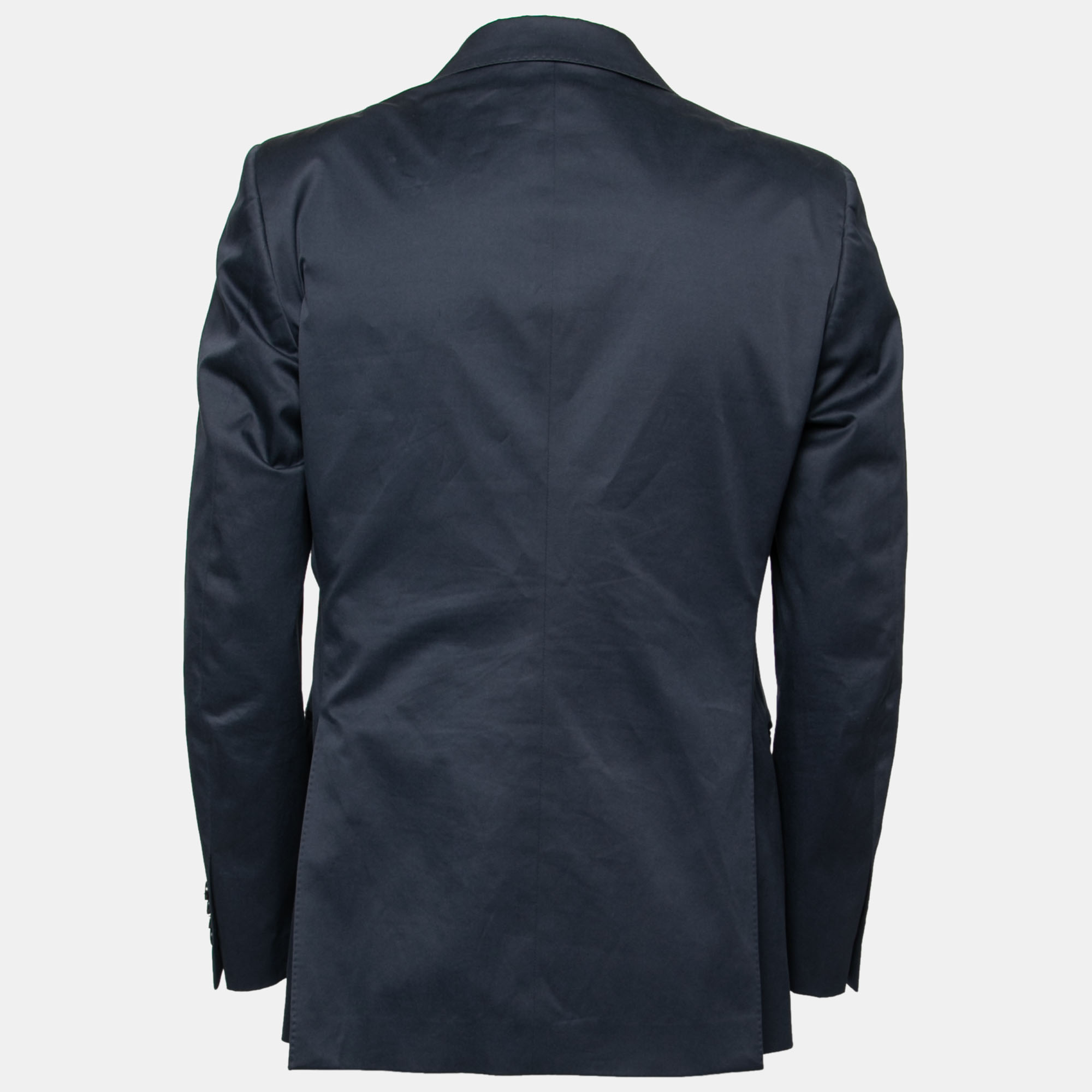 

Salvatore Ferragamo Navy Blue Cotton Blazer