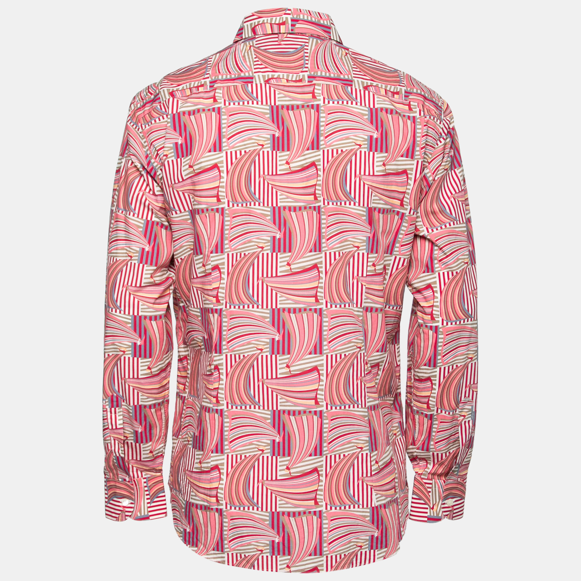 

Salvatore Ferragamo Pink Sailboat Printed Cotton Derby Fit Shirt