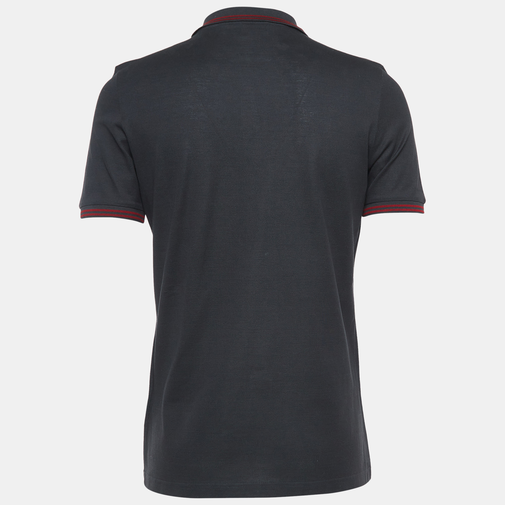 

Salvatore Ferragamo Charcoal Grey Cotton Pique Polo T-Shirt