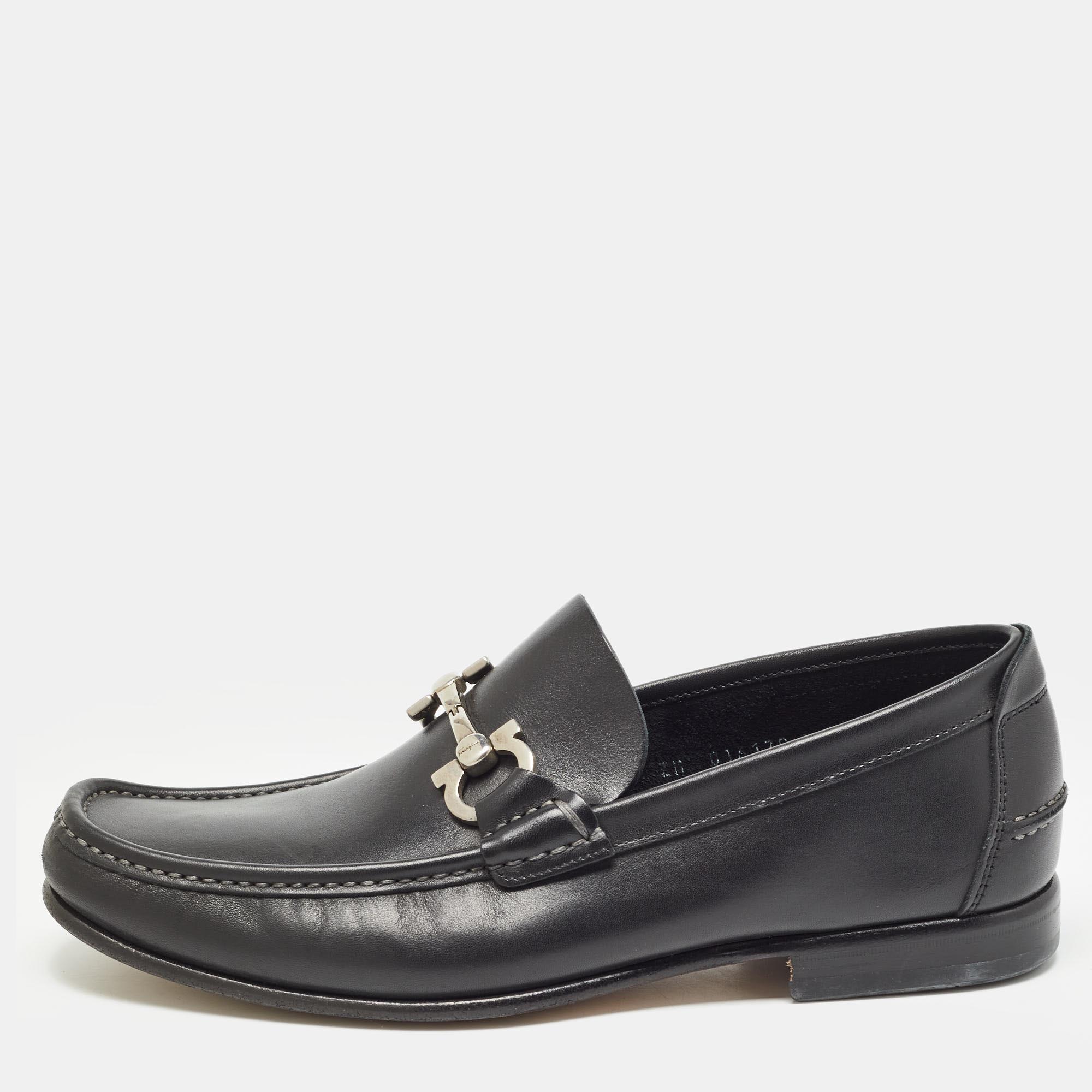 

Salvatore Ferragamo Black Leather Gancini Loafers Size 41