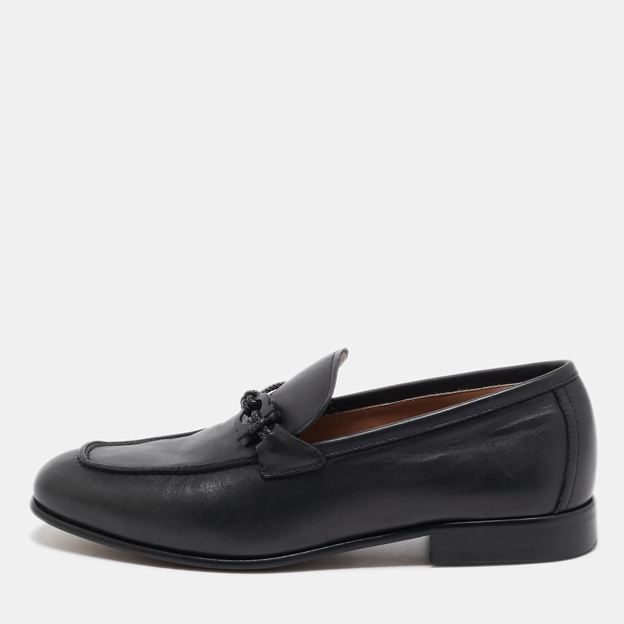 

Salvatore Ferragamo Black Leather Lester Slip On Loafers Size 40