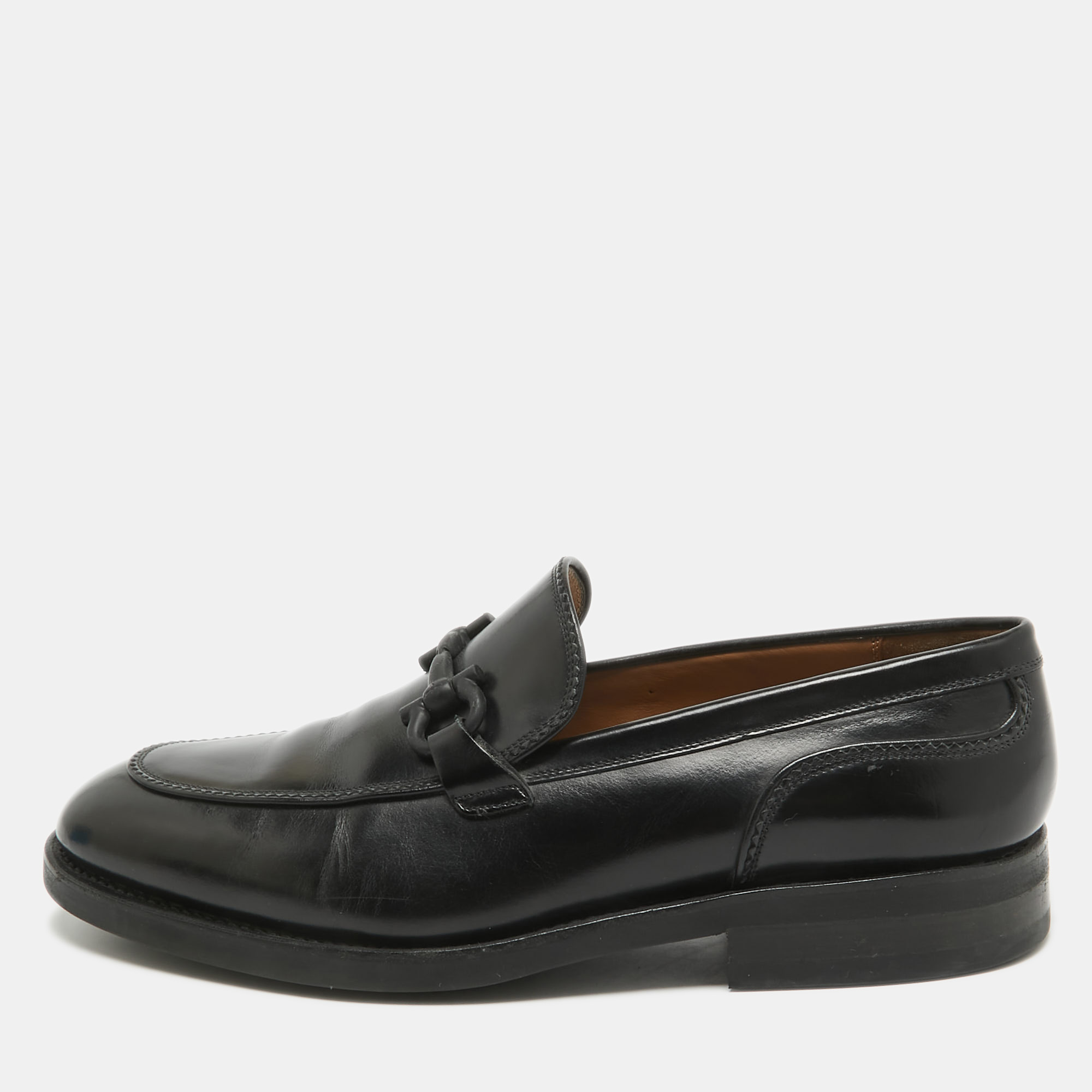 

Salvatore Ferragamo Black Leather Gancini Bit Loafers Size 42