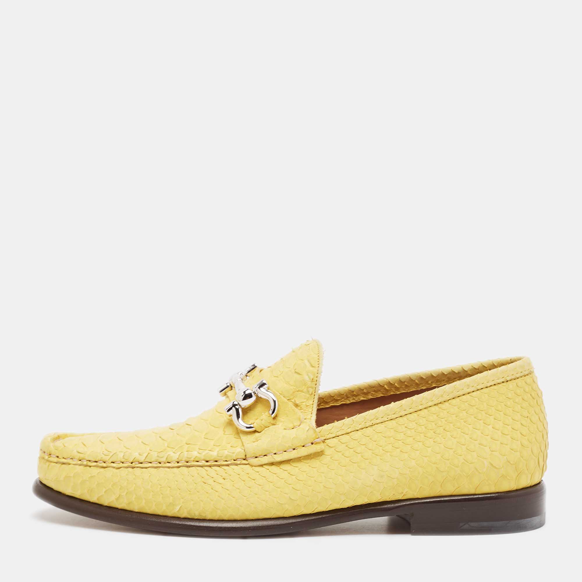 

Salvatore Ferragamo Yellow Python Leather Mason Loafers Size 41.5