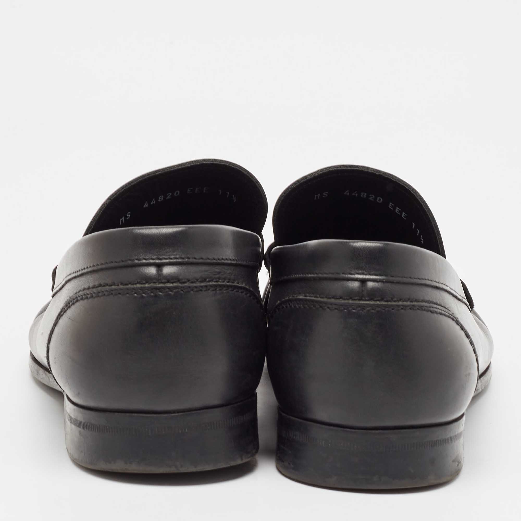 Salvatore Ferragamo Black Leather Gancini Loafers Size 45.5 