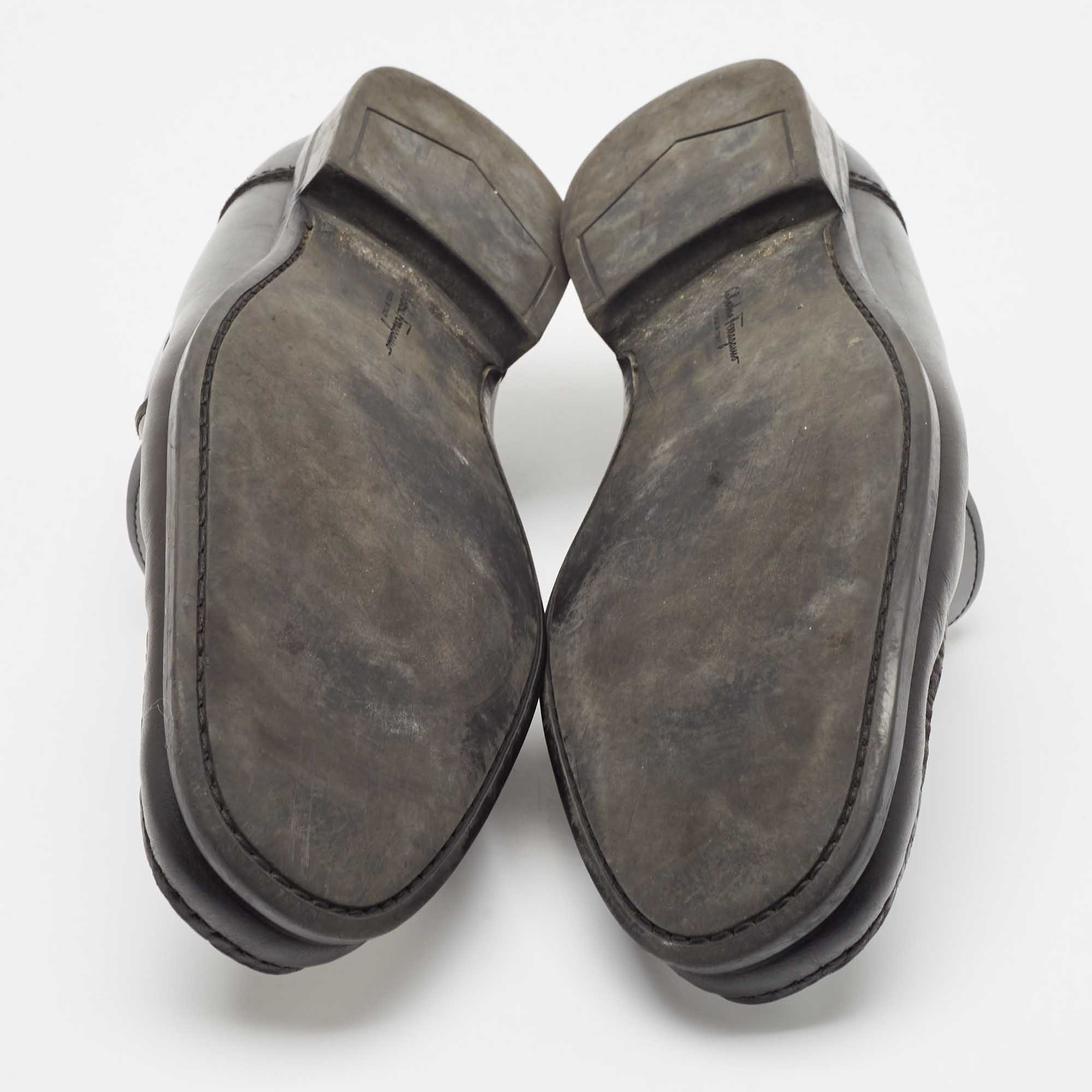 Salvatore Ferragamo Black Leather Gancini Loafers Size 45.5 