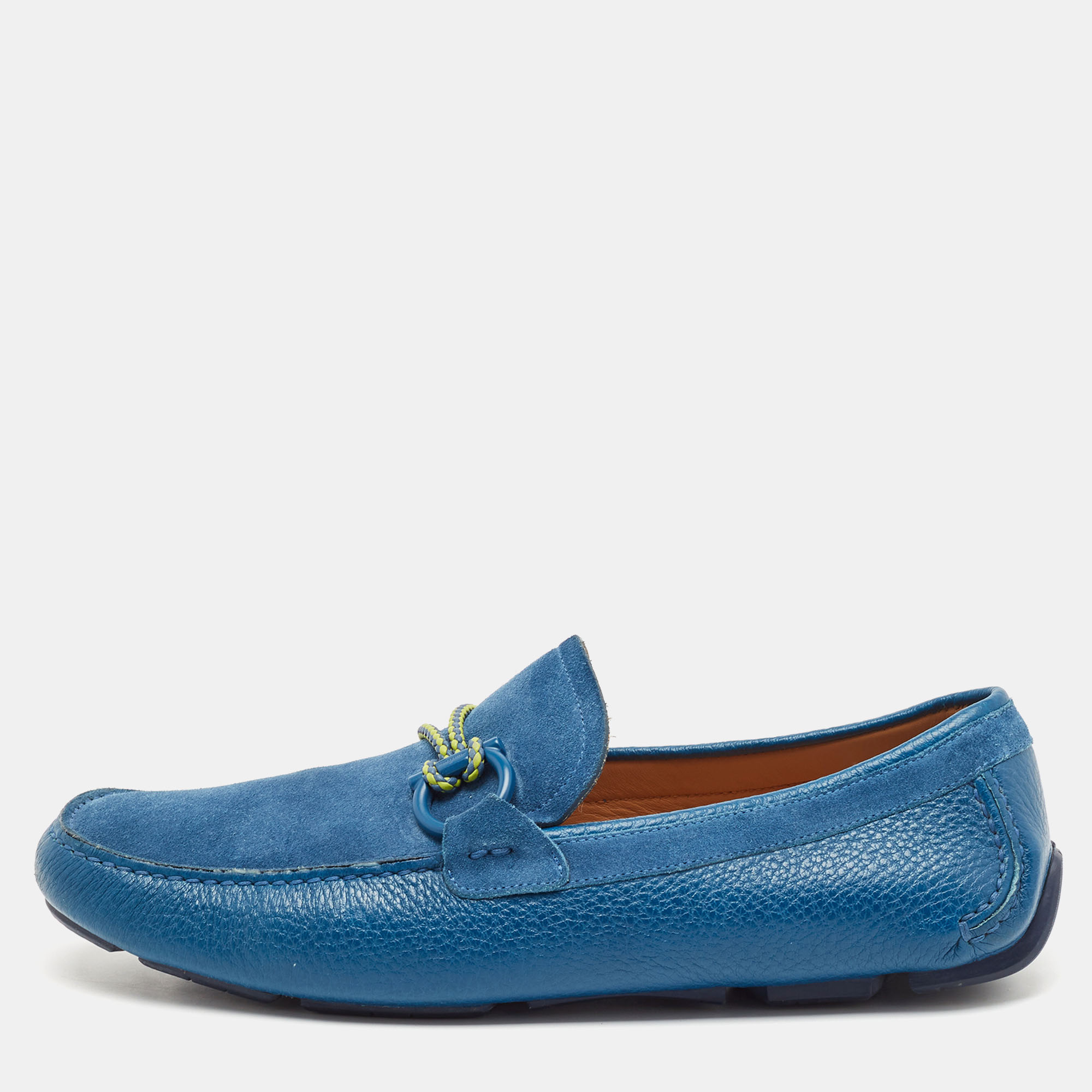 

Salvatore Ferragamo Blue Leather and Suede Parigi Loafers Size 42