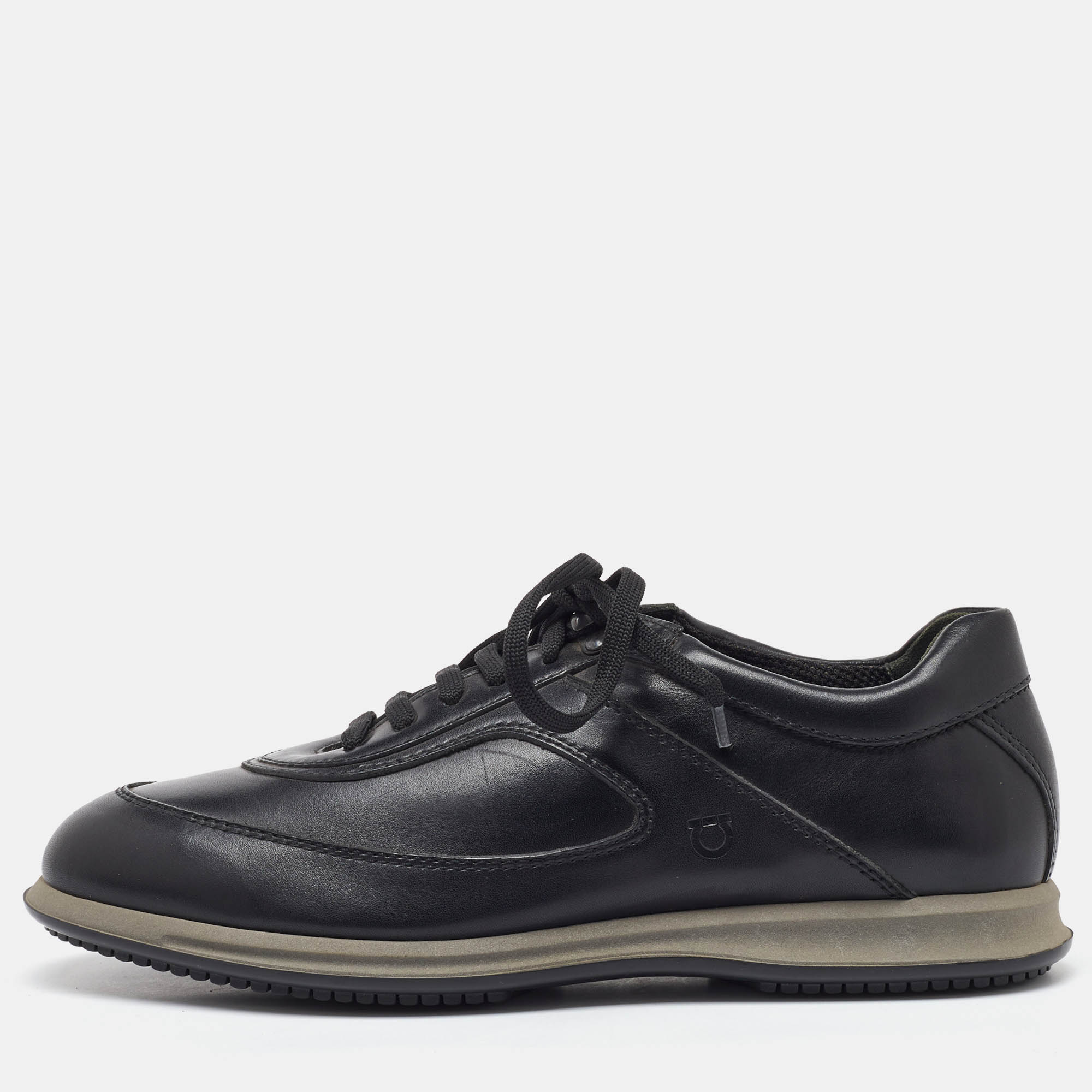 

Salvatore Ferragamo Black Leather Lace Up Sneakers Size 41.5