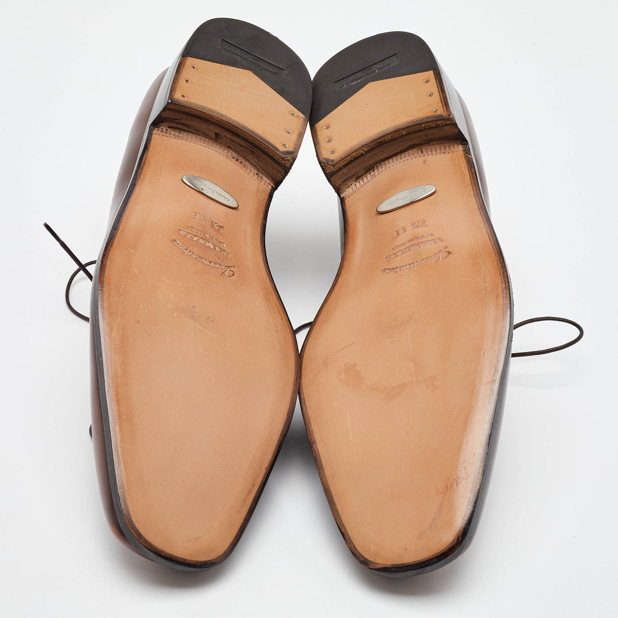 Salvatore Ferragamo Dark Brown Leather Lace Up Oxfords Size 41.5 