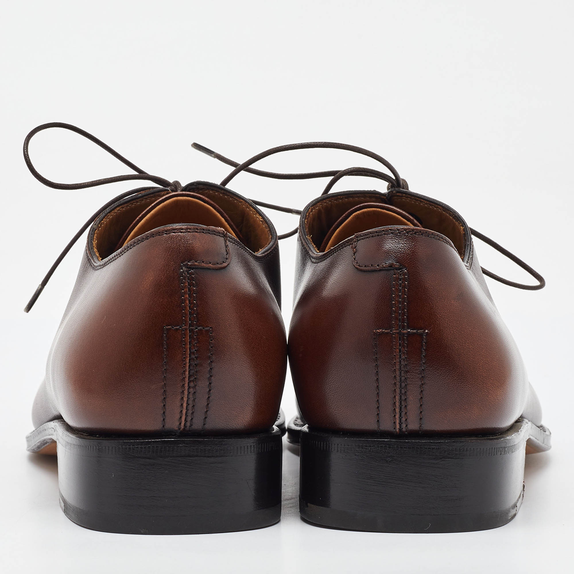 Salvatore Ferragamo Dark Brown Leather Lace Up Oxfords Size 41.5 