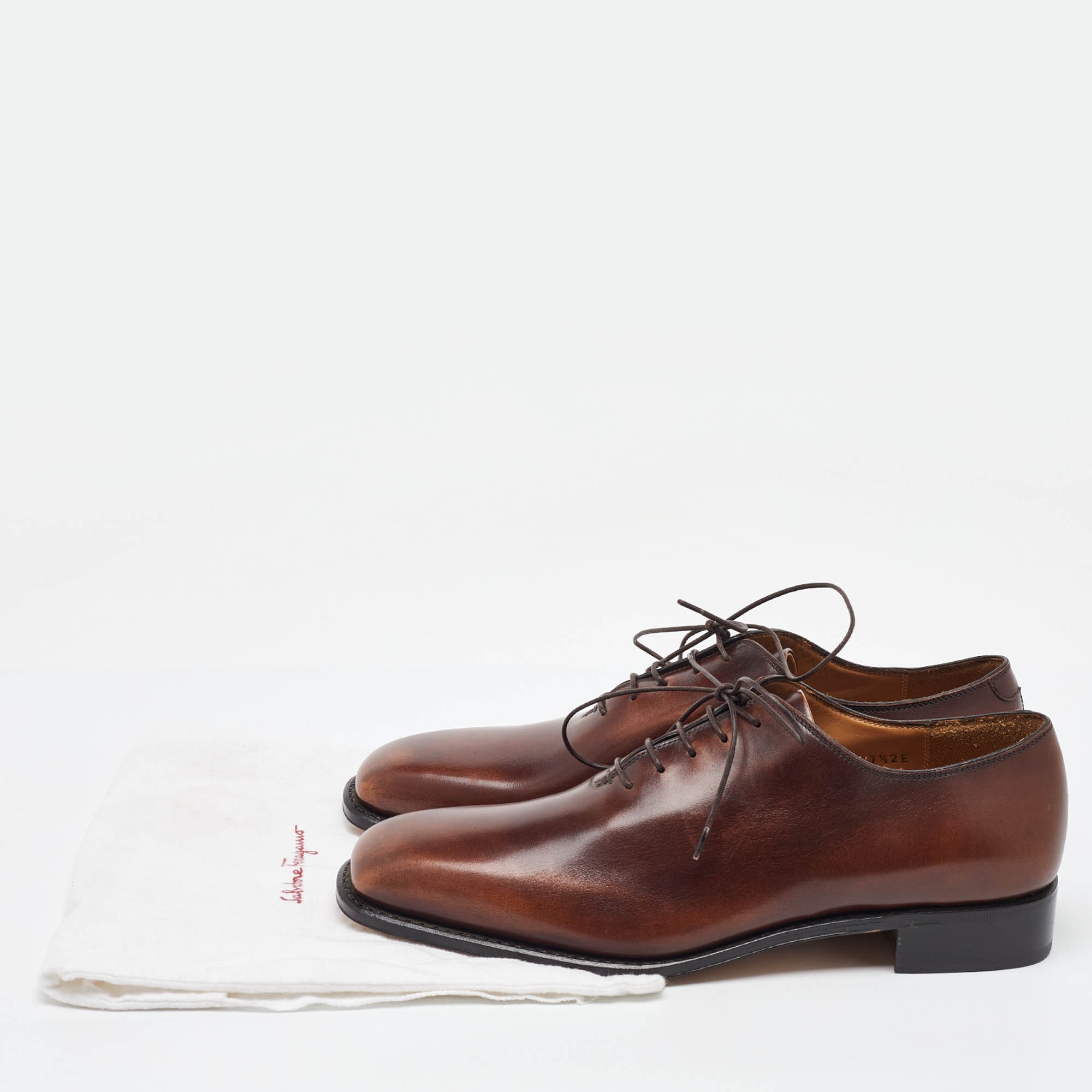 Salvatore Ferragamo Dark Brown Leather Lace Up Oxfords Size 41.5 