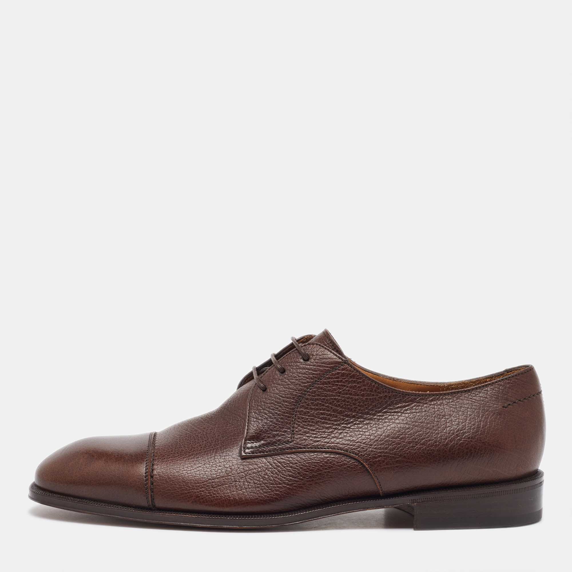 

Salvatore Ferragamo Dark Brown Leather Lace Up Derby Size 41.5