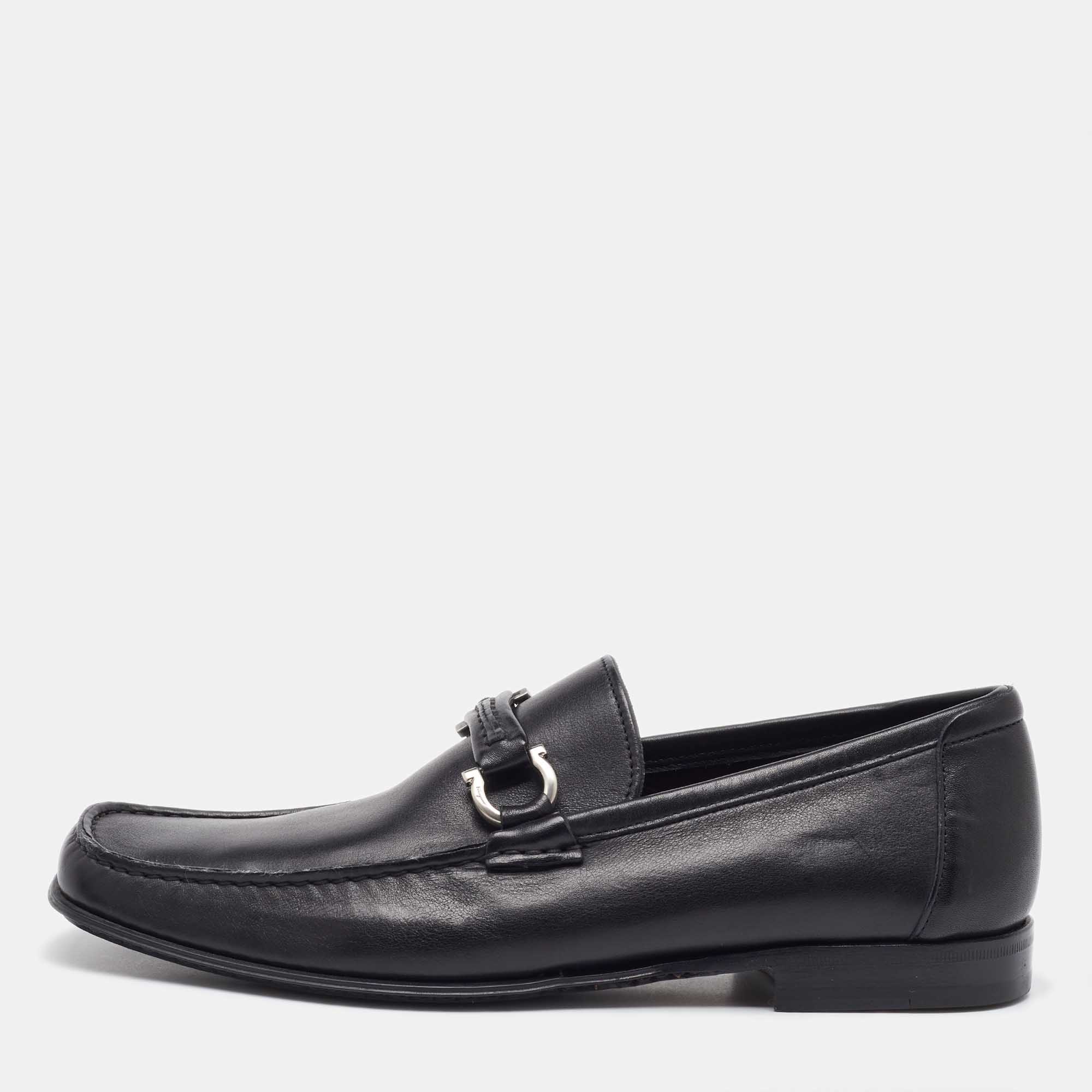 

Salvatore Ferragamo Black Leather Gancini Loafers Size 41.5