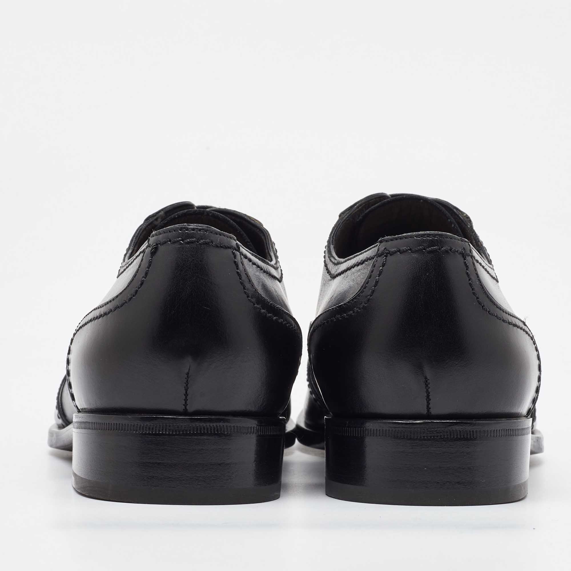 Salvatore Ferragamo Black Leather Lace Up Wingtip Oxfords Size 41.5 