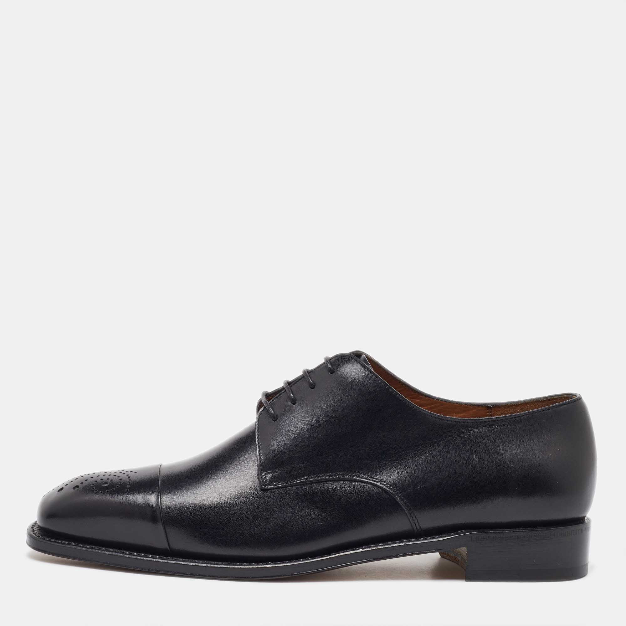 

Salvatore Ferragamo Black Leather Lace Up Derby Size 41.5