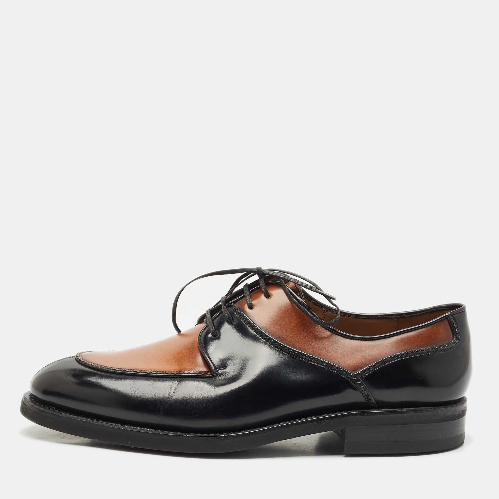 

Salvatore Ferragamo Brown/Black Leather Tramezza Oxfords Size 42