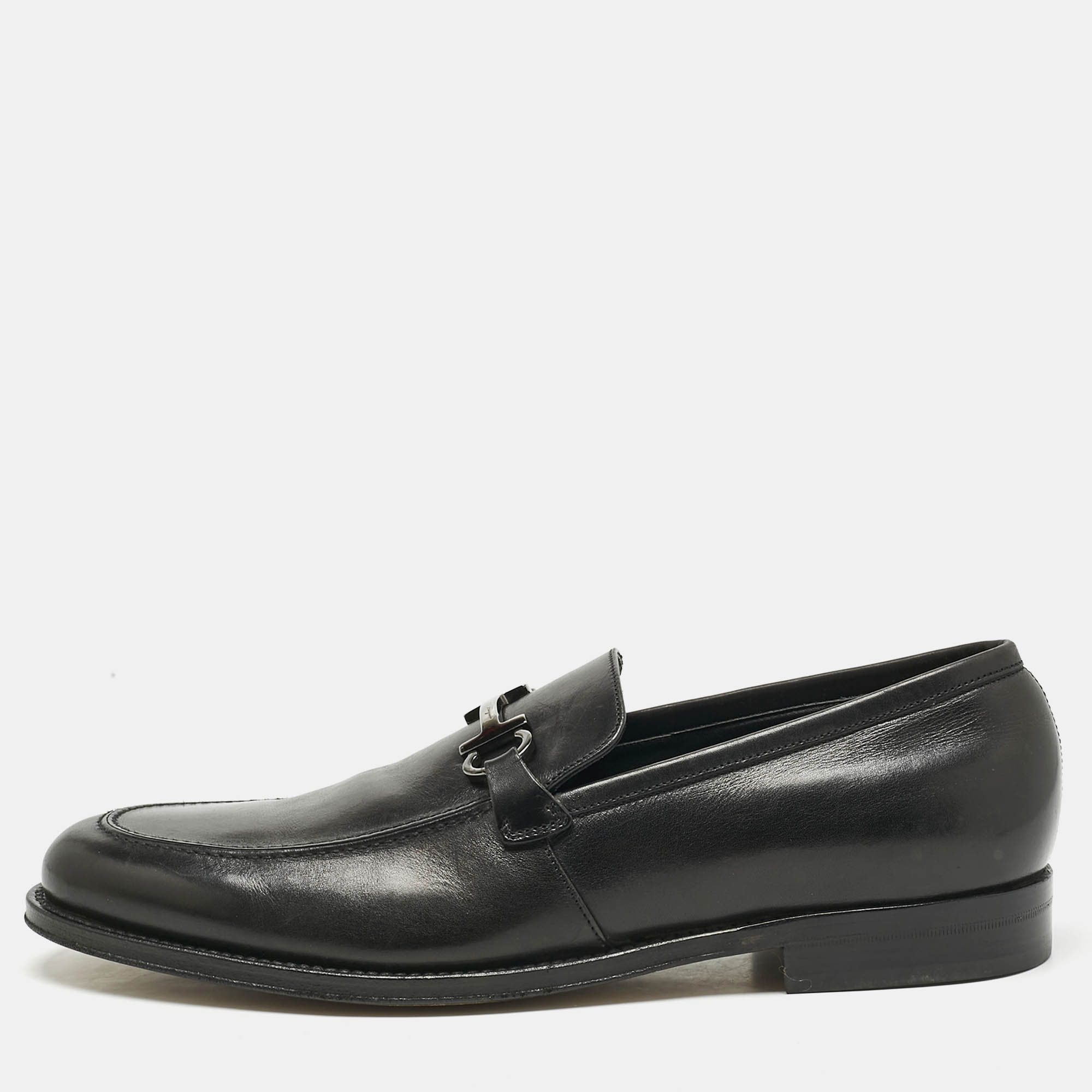 Salvatore Ferragamo Black Leather Seattle Loafers Size 44