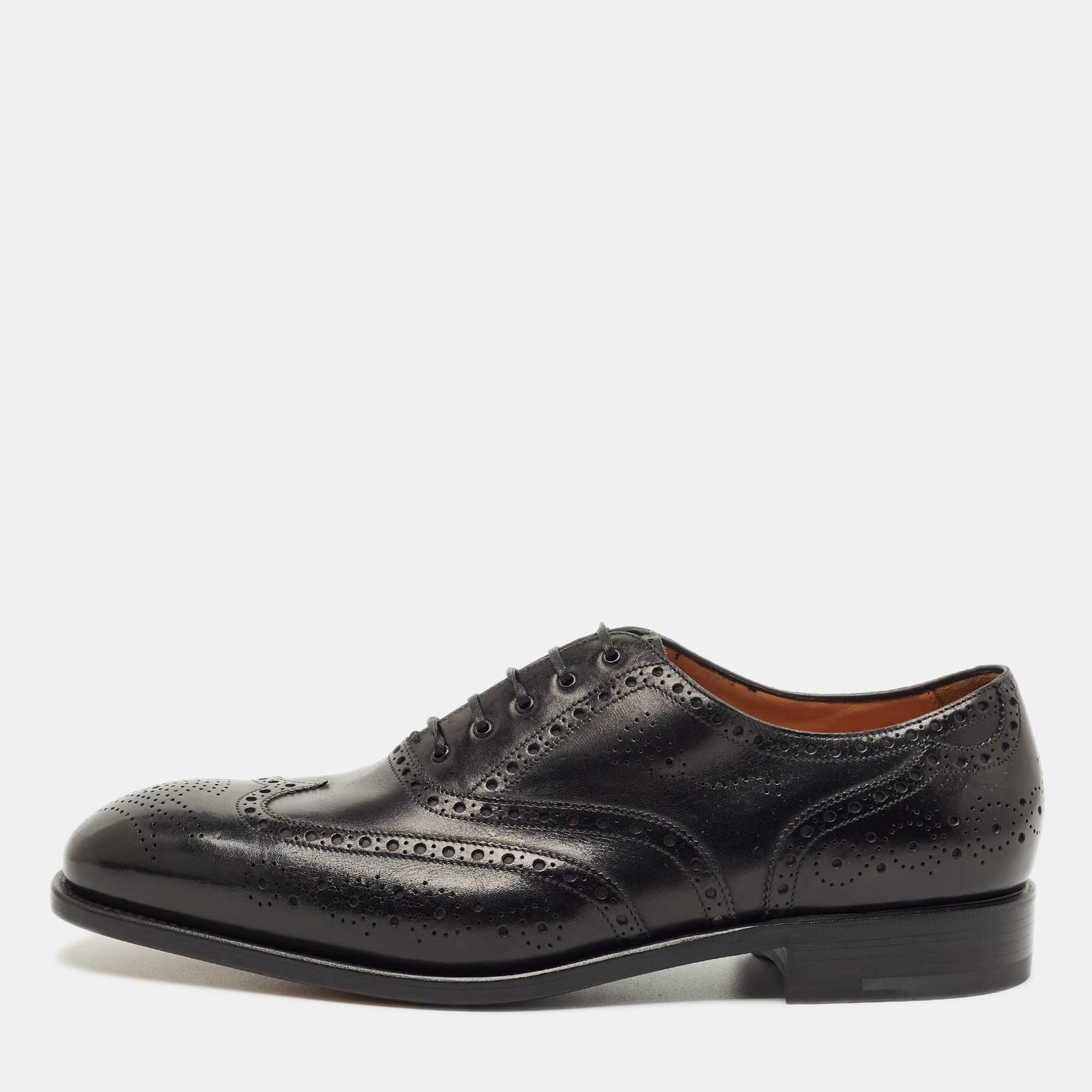 

Salvatore Ferragamo Black Leather Brogues Lace Up Oxfords Size 43
