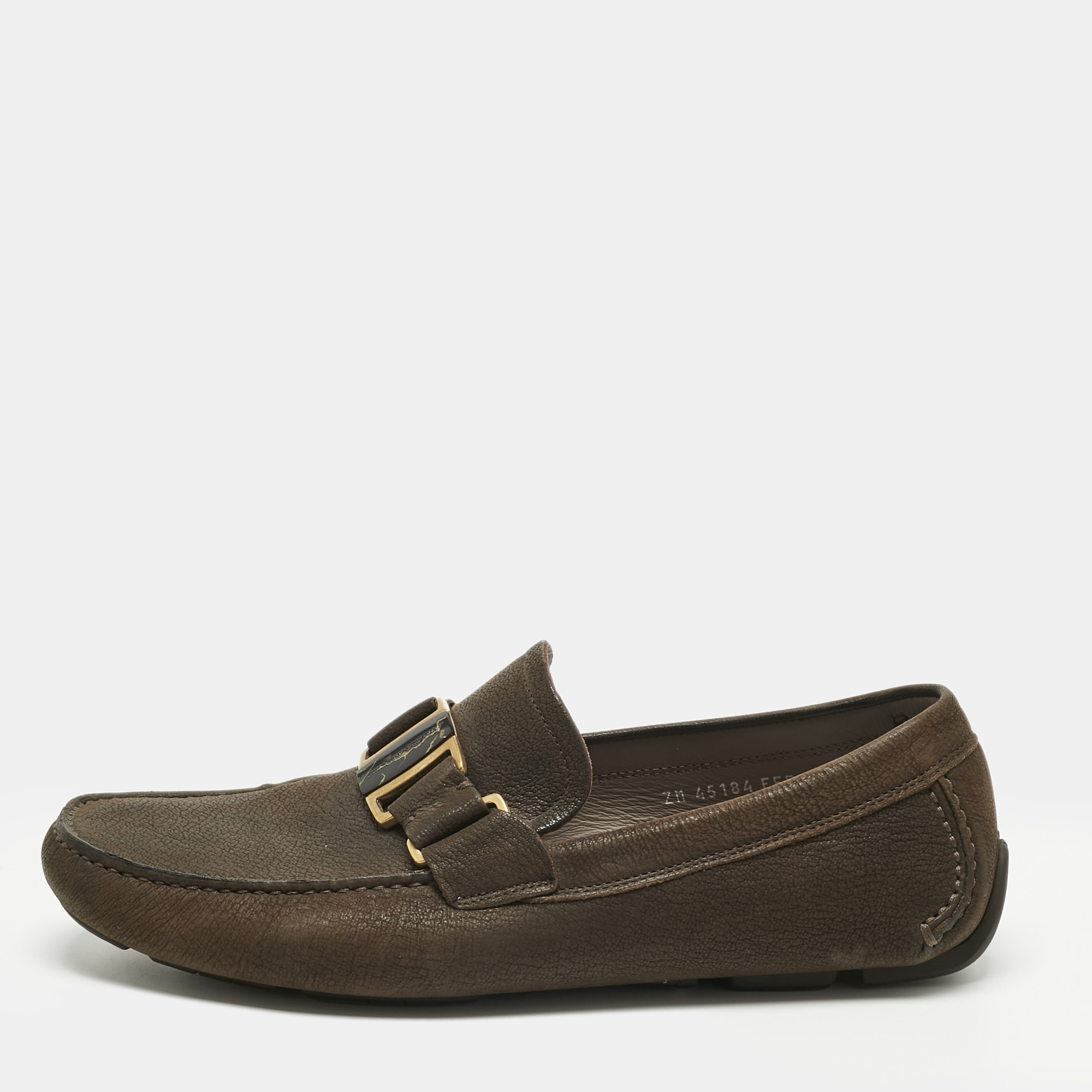 

Salvatore Ferragamo Brown Nubuck Leather Sardegna Loafers Size 42