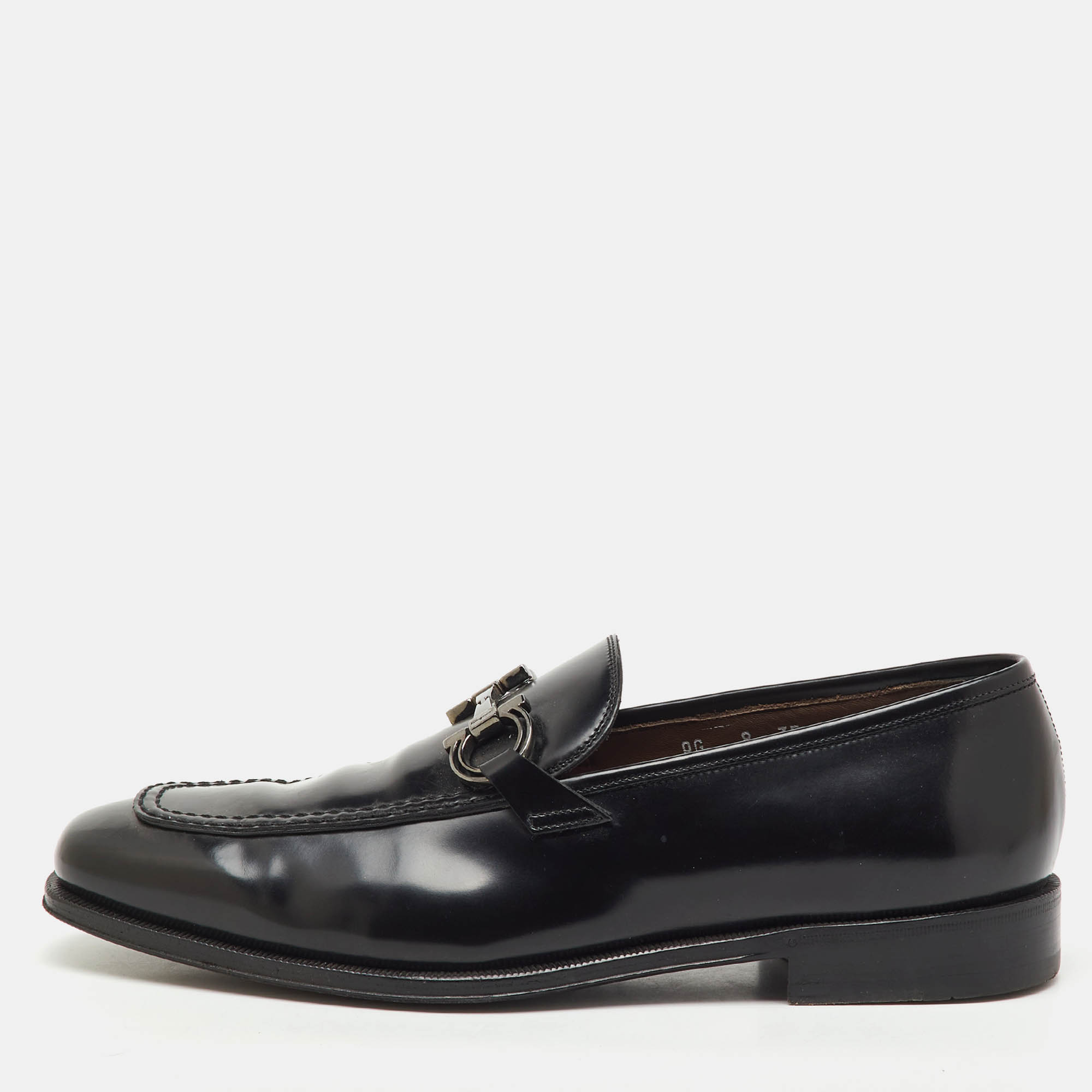 

Salvatore Ferragamo Black Leather Gancini Slip On Loafers Size 42