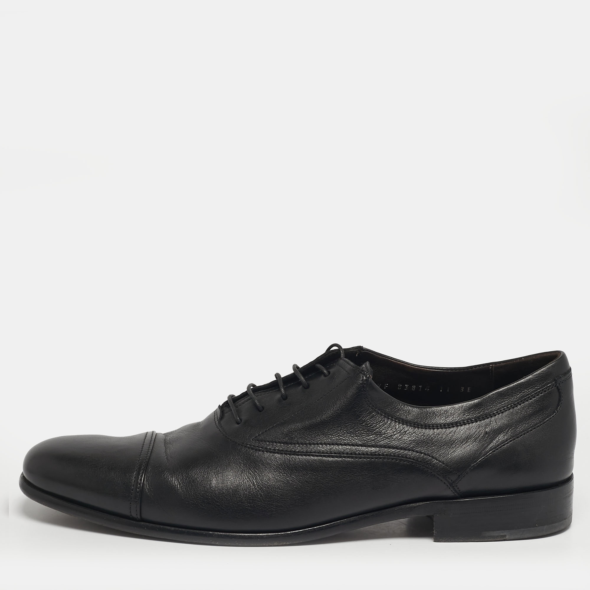 

Salvatore Ferragamo Size 45 Black Leather Lace Up Oxford