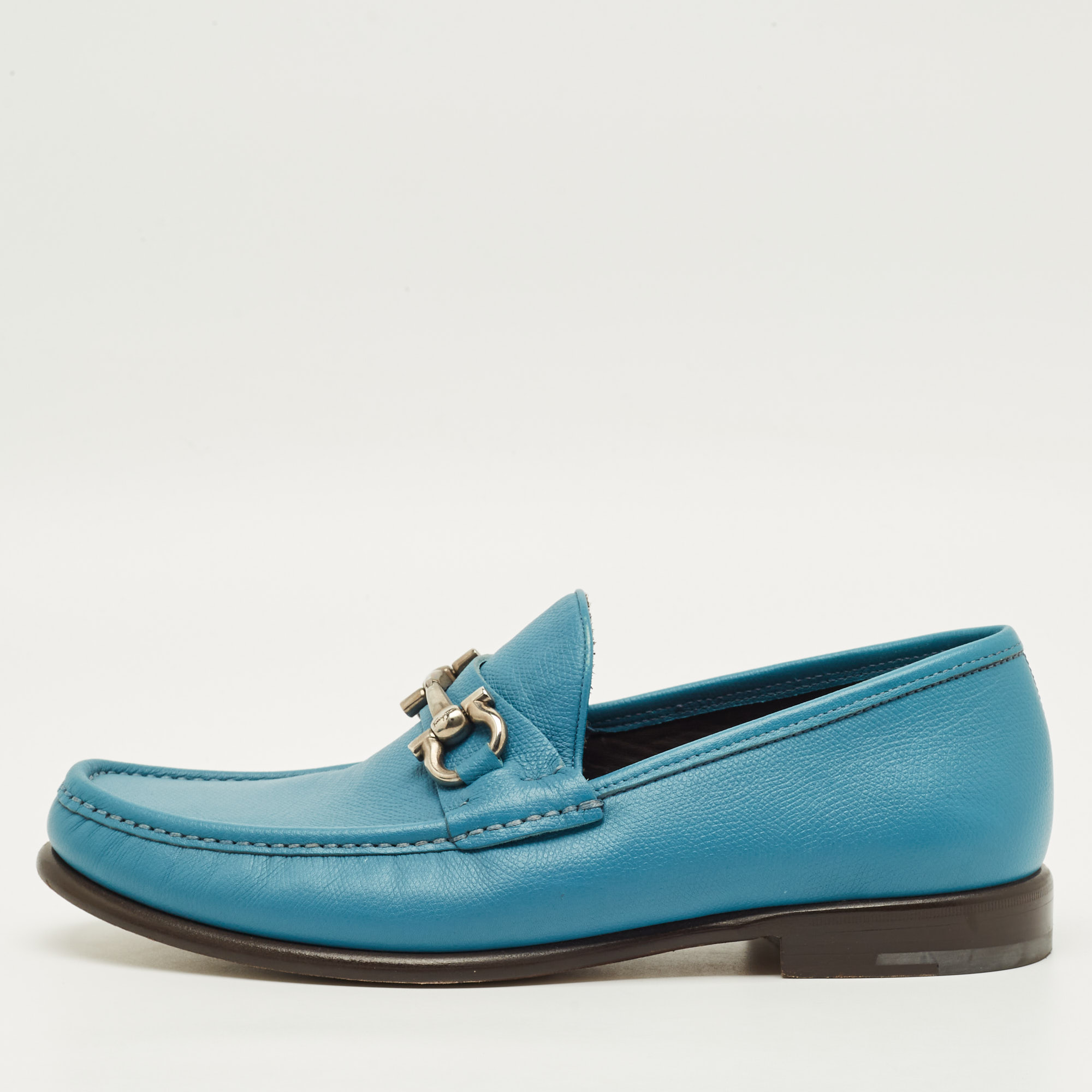 

Salvatore Ferragamo Gancini Bit Size 42.5 Blue Leather Loafers