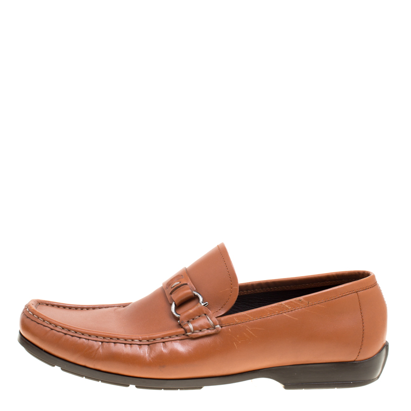 

Salvatore Ferragamo Brown Leather Gancini Loafers Size