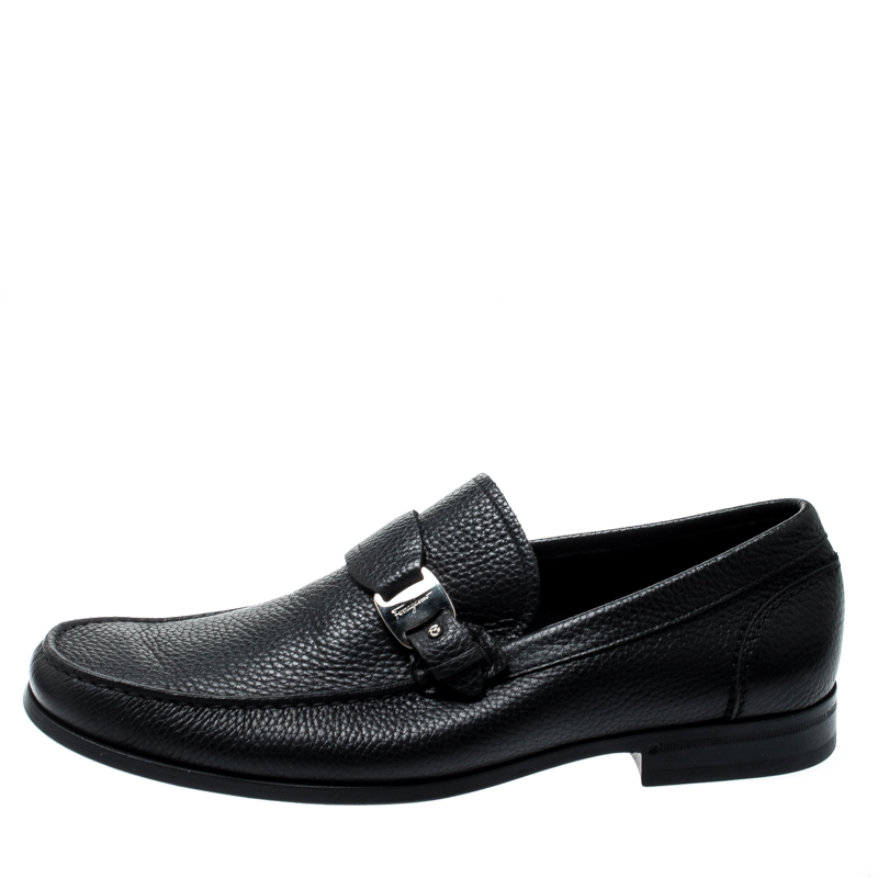 

Salvatore Ferragamo Black Leather Bravo Buckle Loafers Size