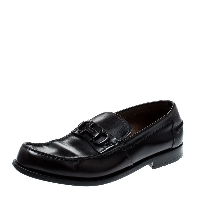 Pre Owned Salvatore Ferragamo Black Leather Loafers 43