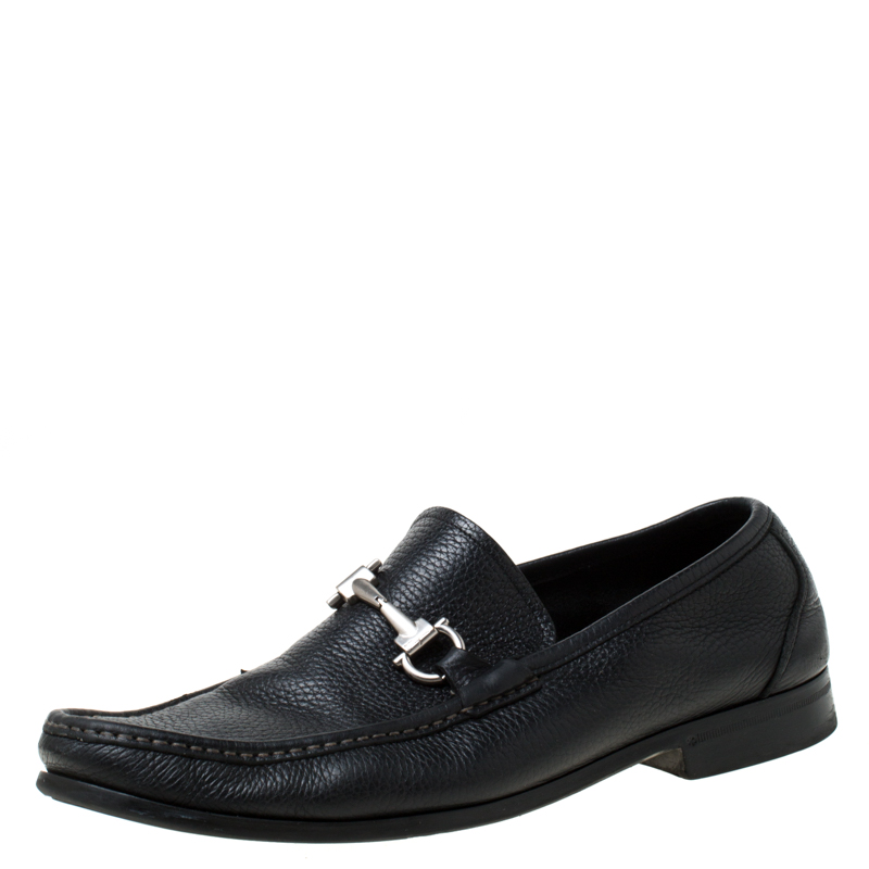 salvatore ferragamo black leather shoes