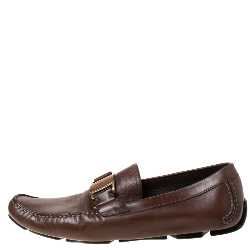 

Salvatore Ferragamo Brown Leather Sardegna Loafers Size