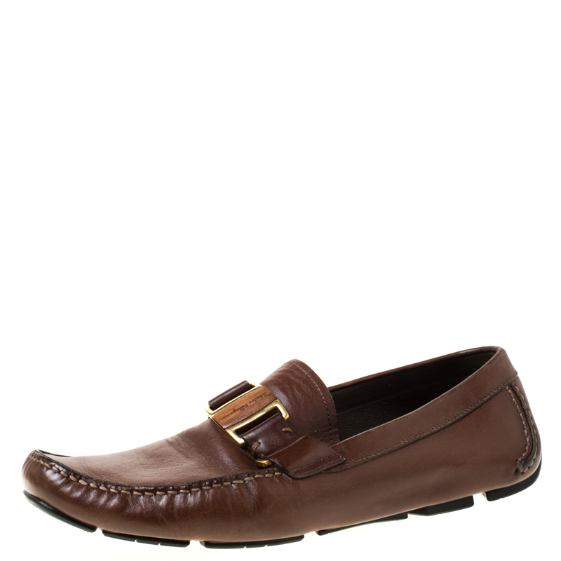Salvatore Ferragamo Brown Leather Sardegna Loafers Size 43