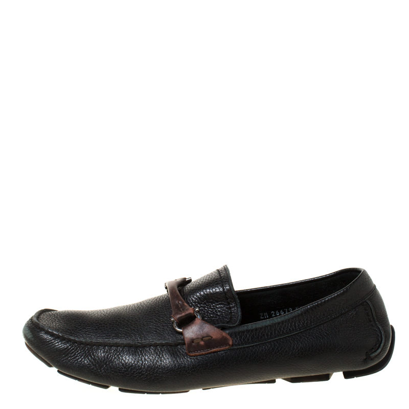 

Salvatore Ferragamo Black Leather Slip On Loafers Size