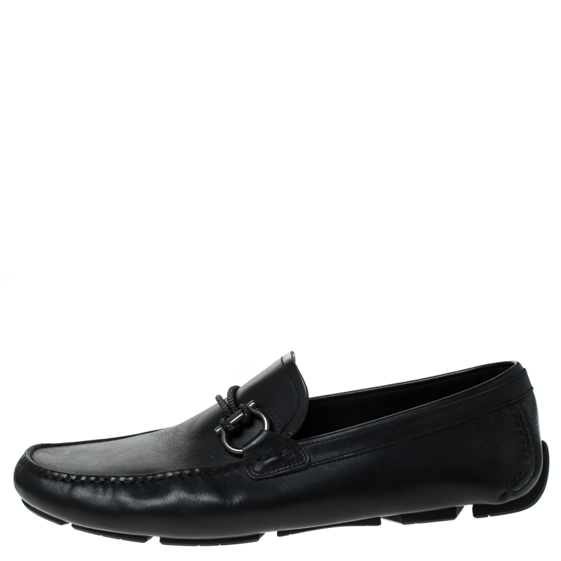 

Salvatore Ferragamo Black Leather Slip On Loafers Size