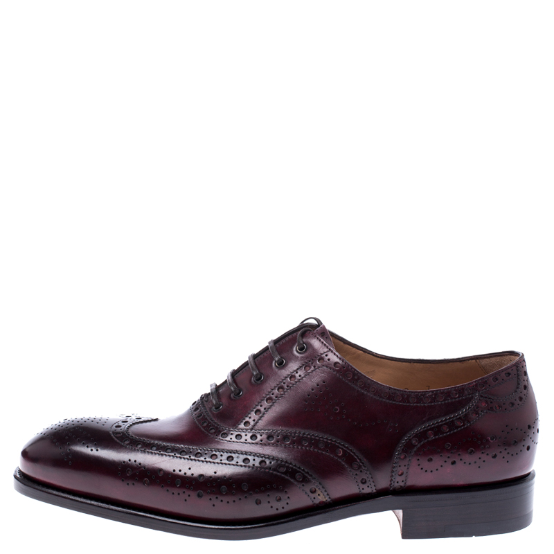 

Salvatore Ferragamo Wine Brogue Leather Trieste Oxfords Size, Burgundy