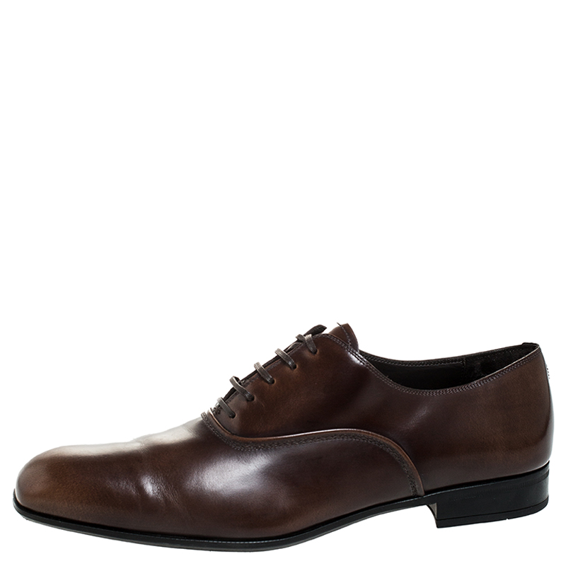Pre Owned حذاء أكسفورد سالفاتوري فيراغامو دون جلد بني مقاس 44.5
