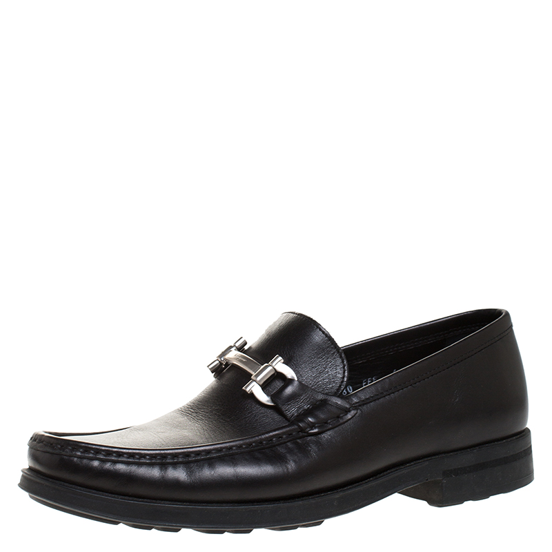 Salvatore Ferragamo Black Leather Mason Loafers Size 40